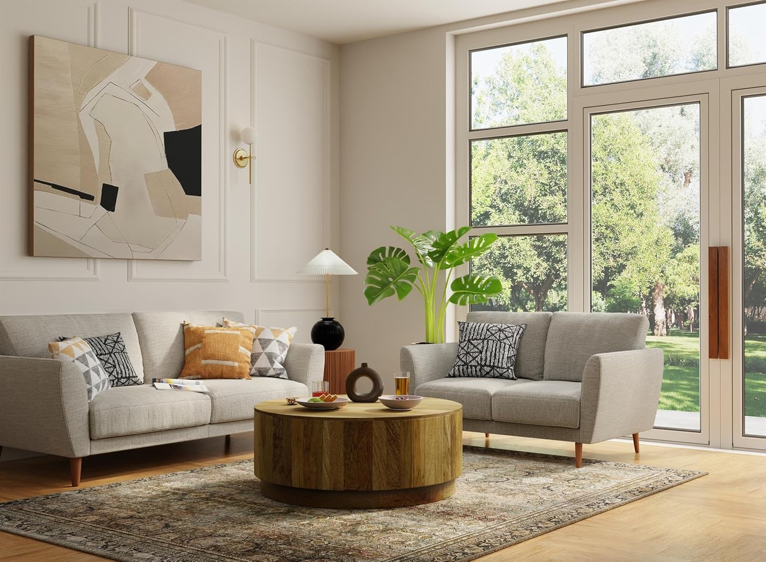 Carolina Classic Tamia 42" Round Wood Coffee Table in Natural Brown