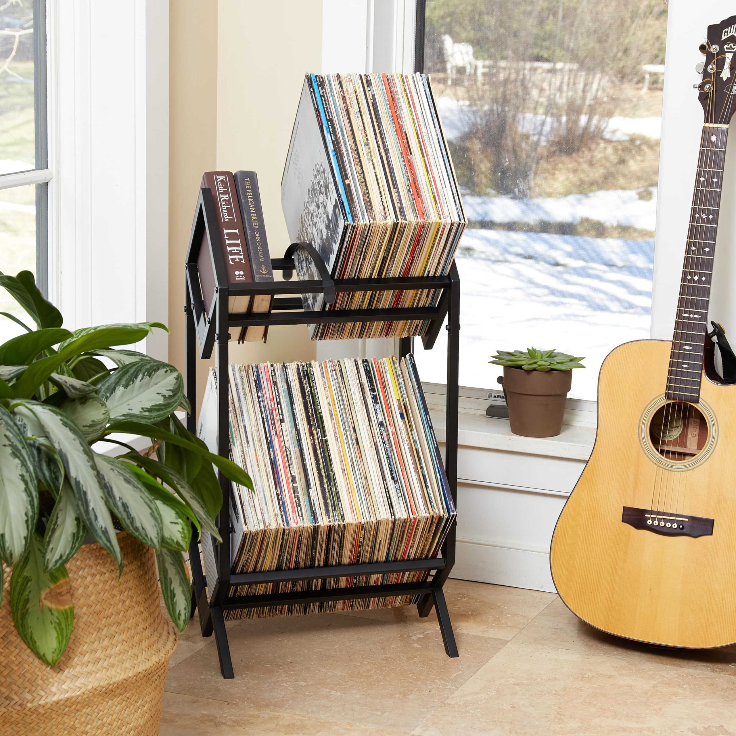 MODERN VINYL Record Holder, Matte Black Metal, 160-200 LP Storage, Simple, Quick Assembly, Vinyl Display, Storage - Image 3