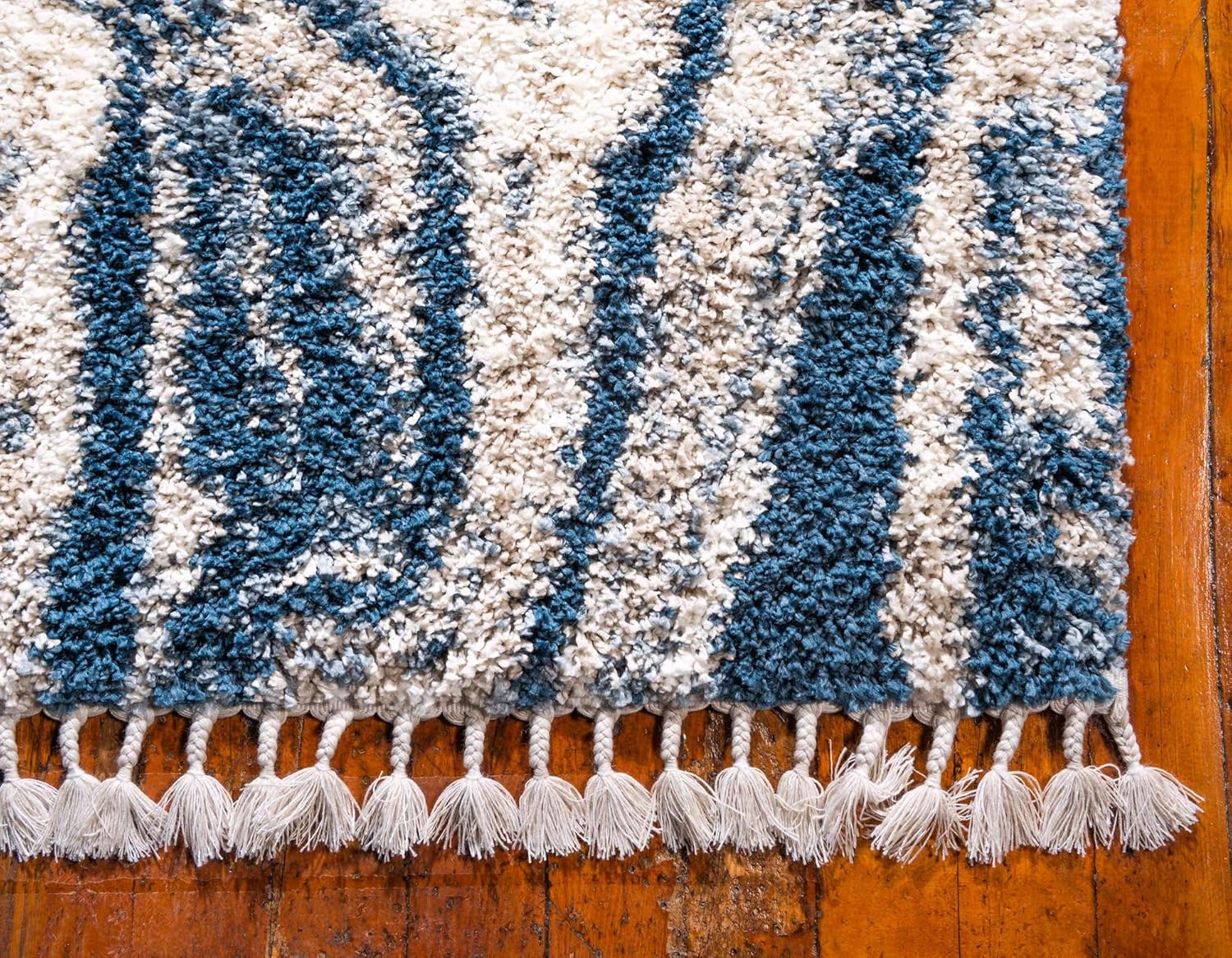 Unique Loom Hygge Shag Collection Area Rug - Valley (4' 1" x 6' 1" Rectangle, Blue/ Gray)