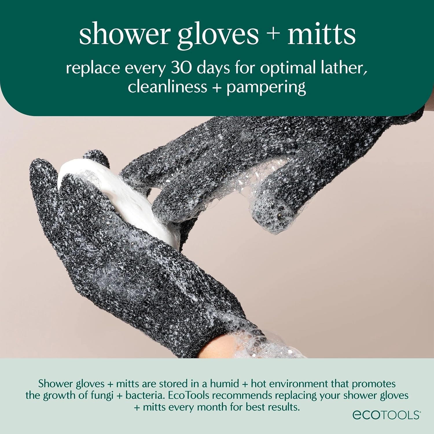 EcoTools Gentle Bath + Shower Gloves, Exfoliating Gloves, 1 Pair