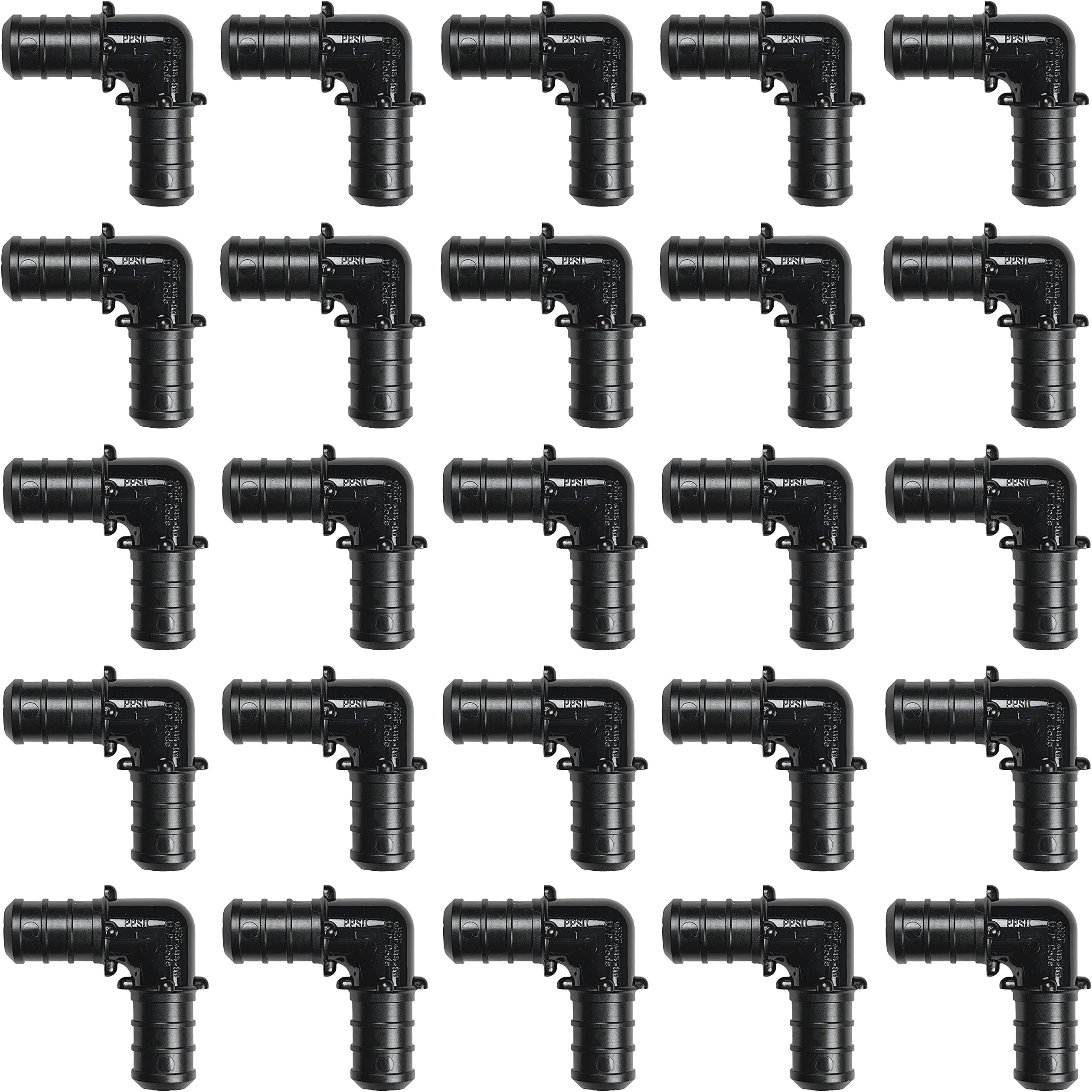 [Pack of 25] 1/2 Inch 90 Degree Elbow, Poly PPSU Barb Crimp Pex Fitting, No Lead Plastic Pex Fittings, ASTM F-2159, cUPC Certified. (1/2" Elbow, 25pcs)