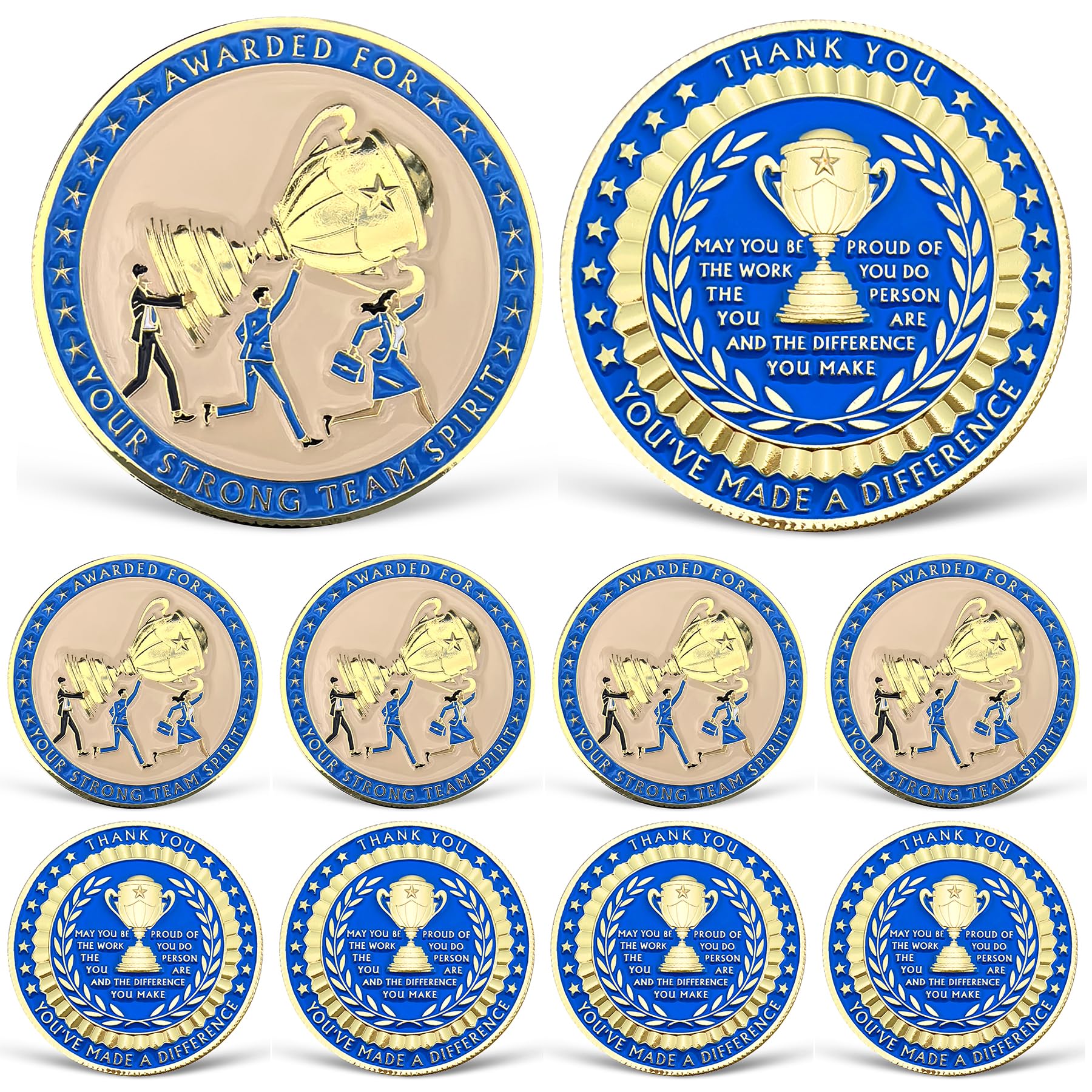 Lot de 10 pièces de monnaie d'appréciation de l'esprit d'équipe - Pièces de reconnaissance des employés pour cadeaux de remerciement - Pièces inspirantes en vrac pour collègues de travail - Jeton de