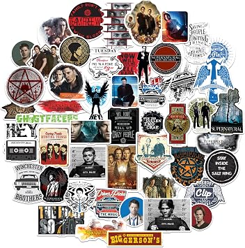 Supernatural 50ct Vinyl Large Deluxe Stickers Variety Pack Die Cut Decals for Laptop, Water Bottle, Scrapbooking, Tablet, Indoor/Outdoor