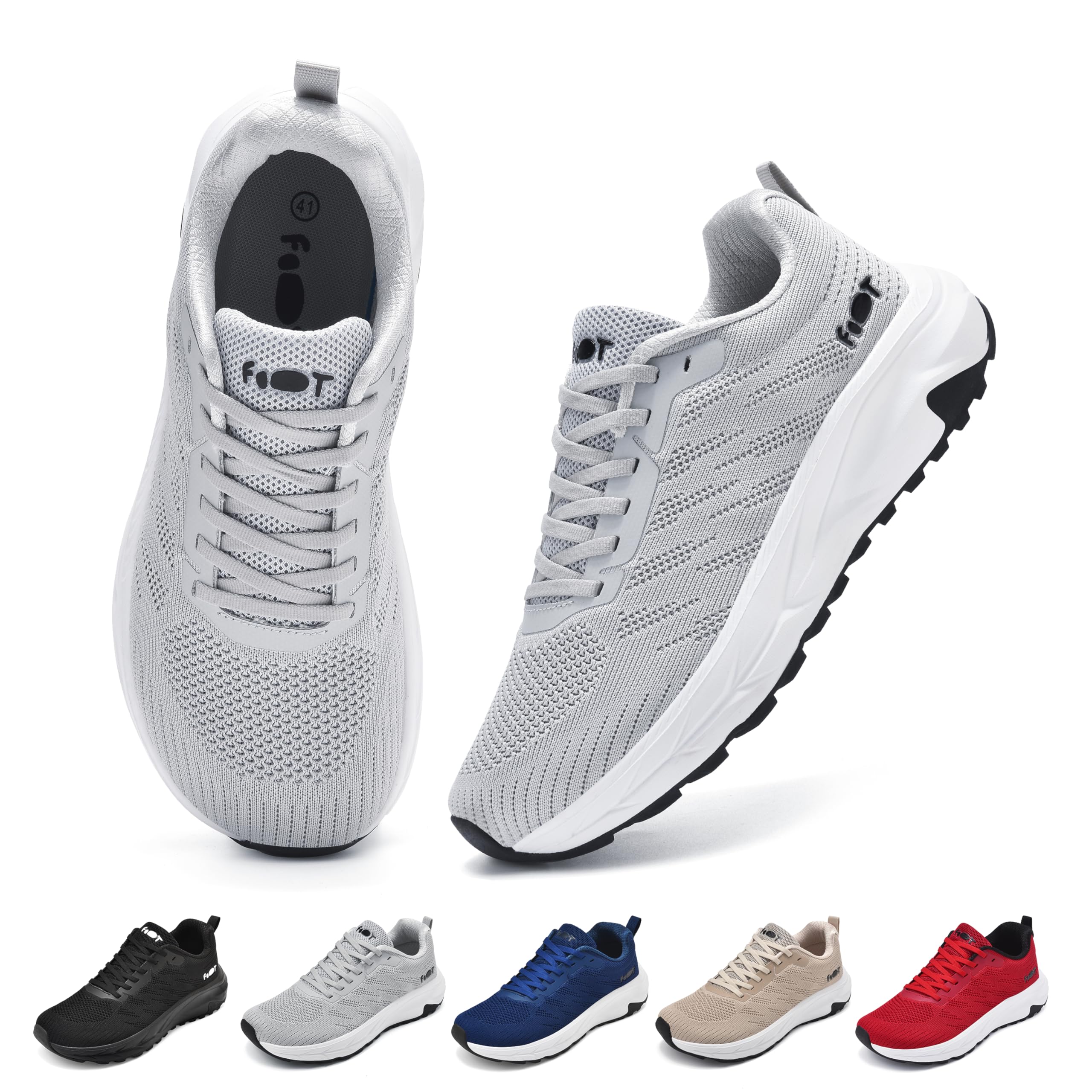 Wizshoe Laufschuhe Damen Herren Breite Zehenbox Gedämpft Atmungsaktiv 37-47 | Dicke EVA-Dämpfung und atmungsaktives Mesh für maximalen Komfort beim Laufen oder im Alltag