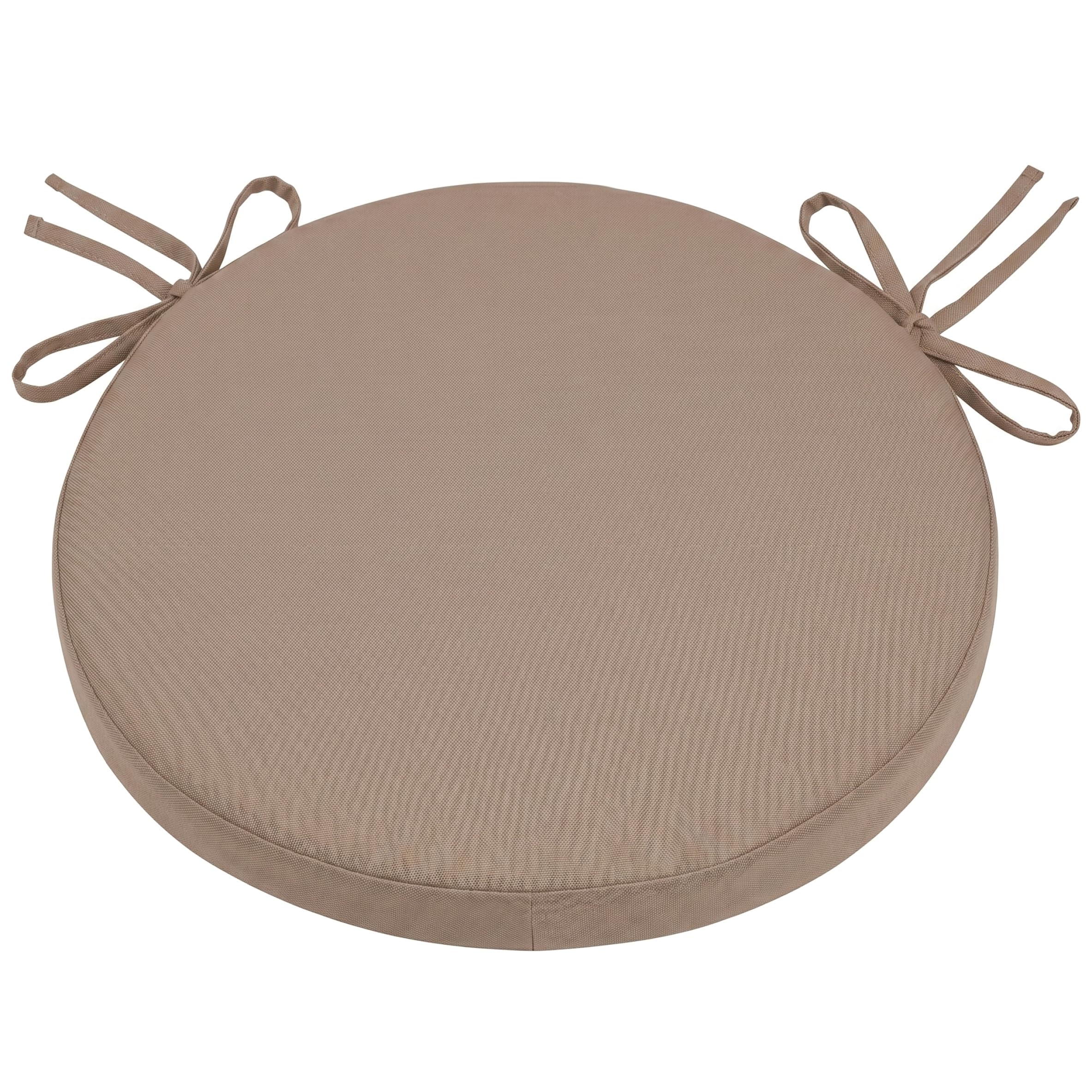 Yeaxxsqy Round Outdoor Chair Cushions: Waterproof Bistro Chair Cushions with Ties, 15 Inch Fade-Resistant Seat Pads for Garden, Patio, Yard (Coffee)