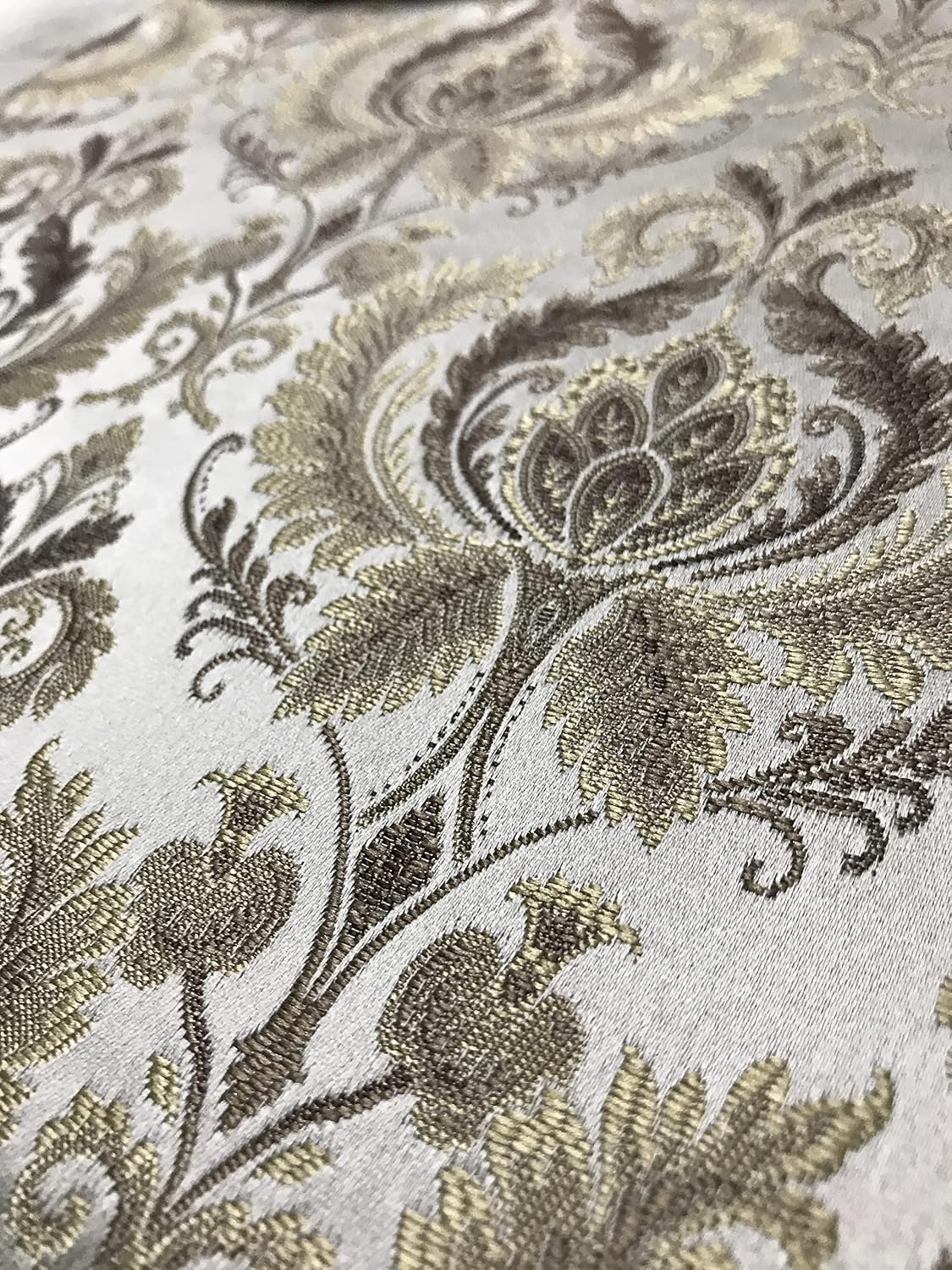 Luxurious Premium Jacquard Damask Design Furnishing Fabric for Upholstery, Chair, Window Treatments, Craft - Renaissance Rococo Victorian - 54" Width - Fabric by The Yard (Taupe)