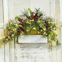 Vista 1 de DearHouse - Botín de Navidad artificial de 24 pulgadas, botín de buzón de Navidad con colección invernal de pino y luces LED para decoración