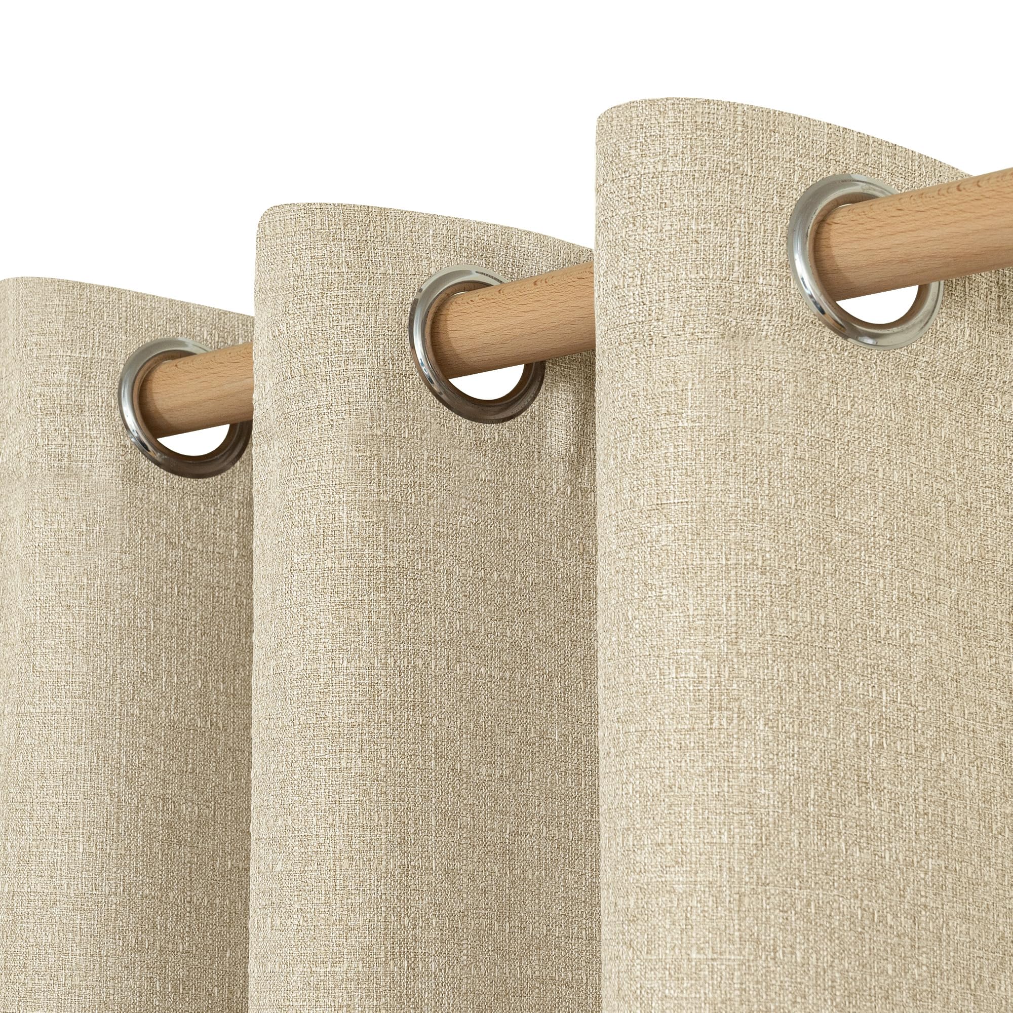 LAMIT Oatmeal Linen Curtains 84 inch Length for Living Room 2 Panels