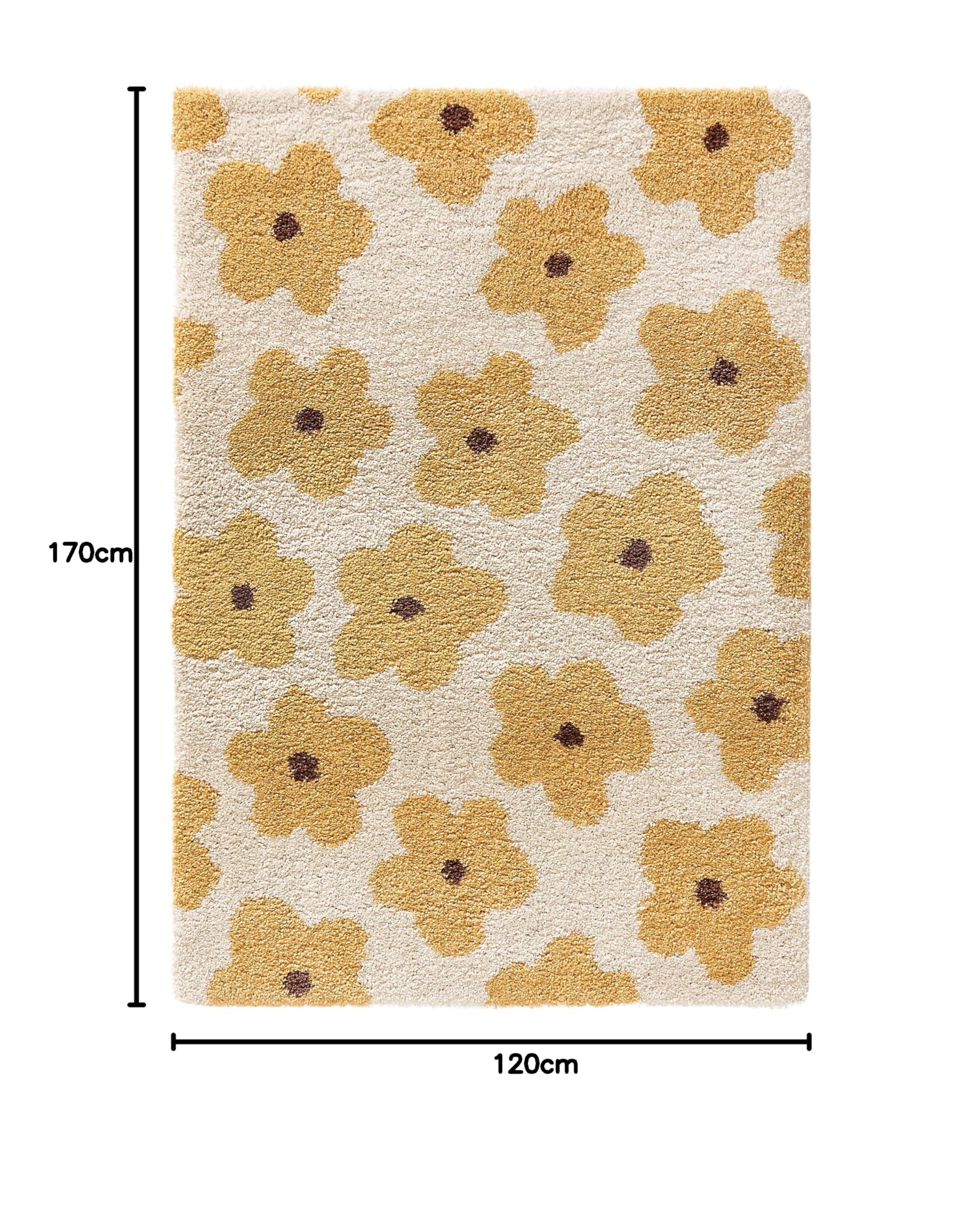benuta Lytte Tapis Enfant Chambre Gobi - Jaune 120x170 cm - Fausse Fibre - Rectangulaire Style: Motifs Bebe, Scandi - Facile Entretien - pour Salon, Bureau, Couloir