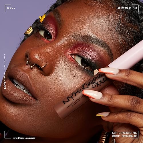 Vista 51 de NYX Professional Makeup, Lingerie XXL - Lápiz labial líquido mate, color Unlaced (rosa polvoriento con tono fresco)