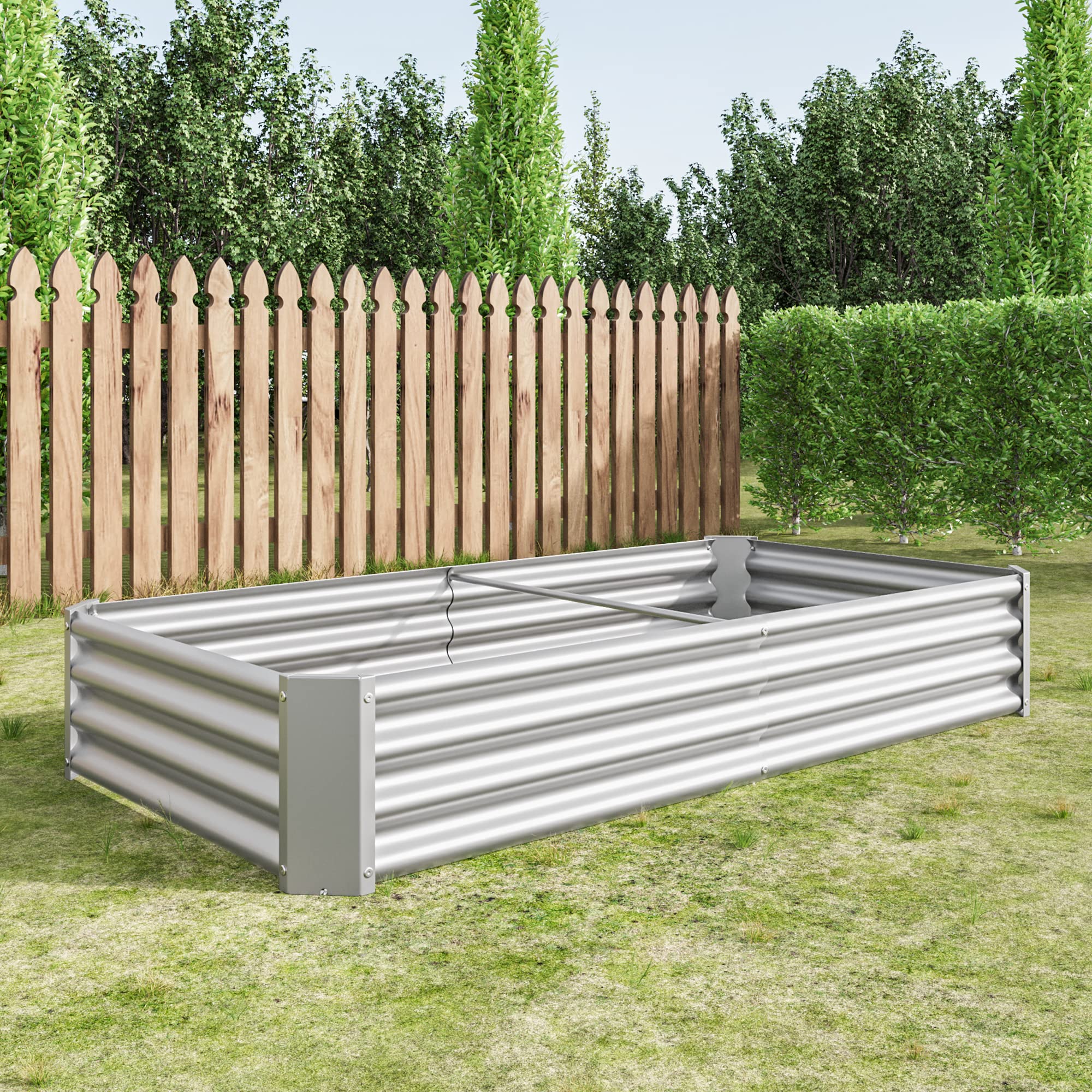 Gecheer Aiuola Rialzata, Letto da Semina in Giardino Lamiera Acciaio Robusta, Struttura Stabile Kit Senza Base, 180x91x30 cm, per Verdure Erbe Aromatiche Fiori Sistema Coltivazione Orto Domestico