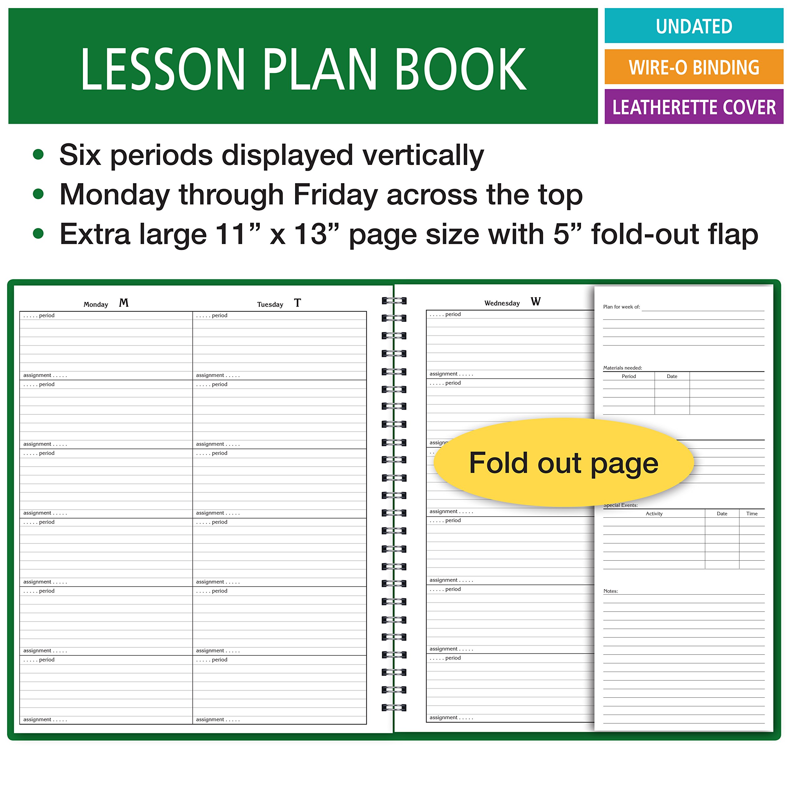 Buy 6 Period Extra Large Teacher Lesson Plan; Days Horizontally Across The Top (King Plan