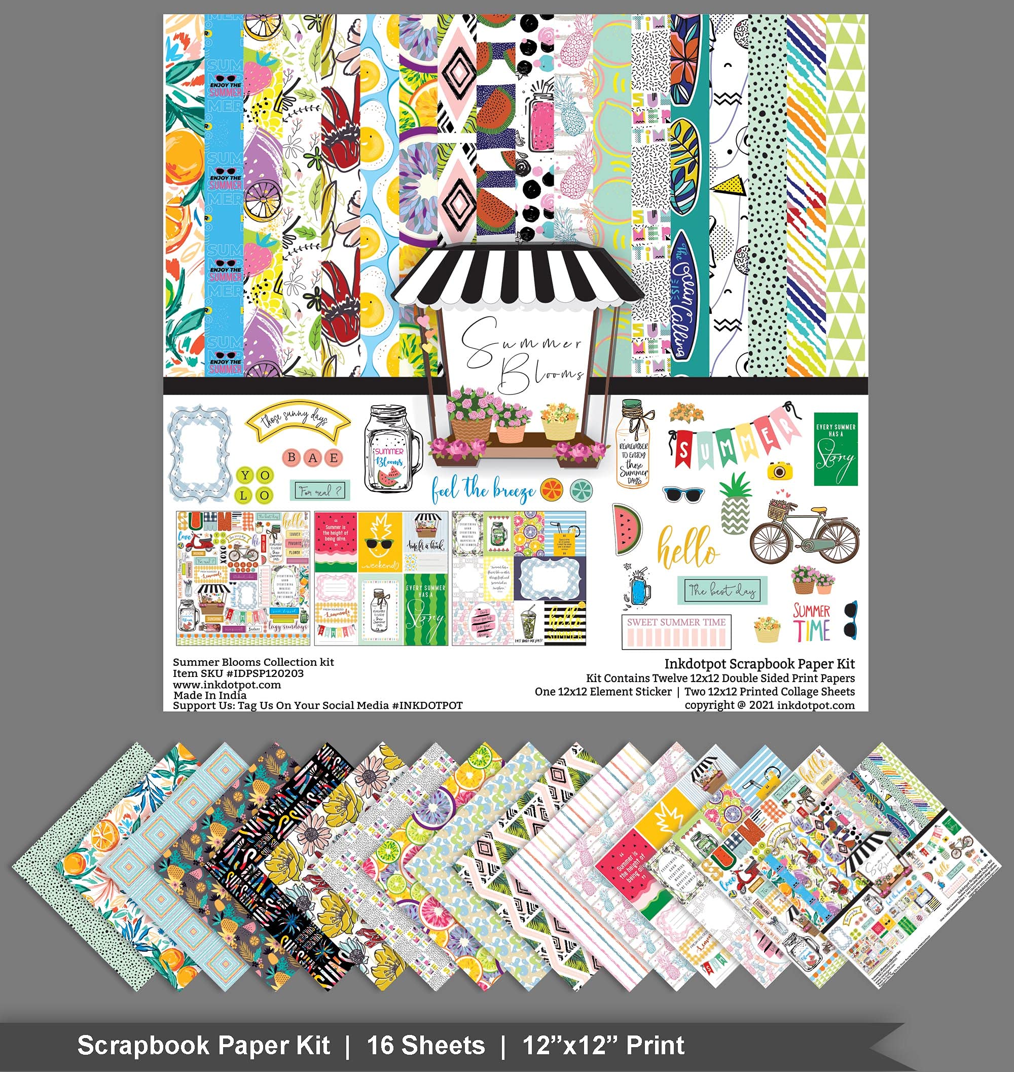 Espresso Te Stesso – Kit Doppio Di Carta Per Scrapbooking 12x12 Pollici – 16 Pagine Cardstock Con Adesivi – Multicolor