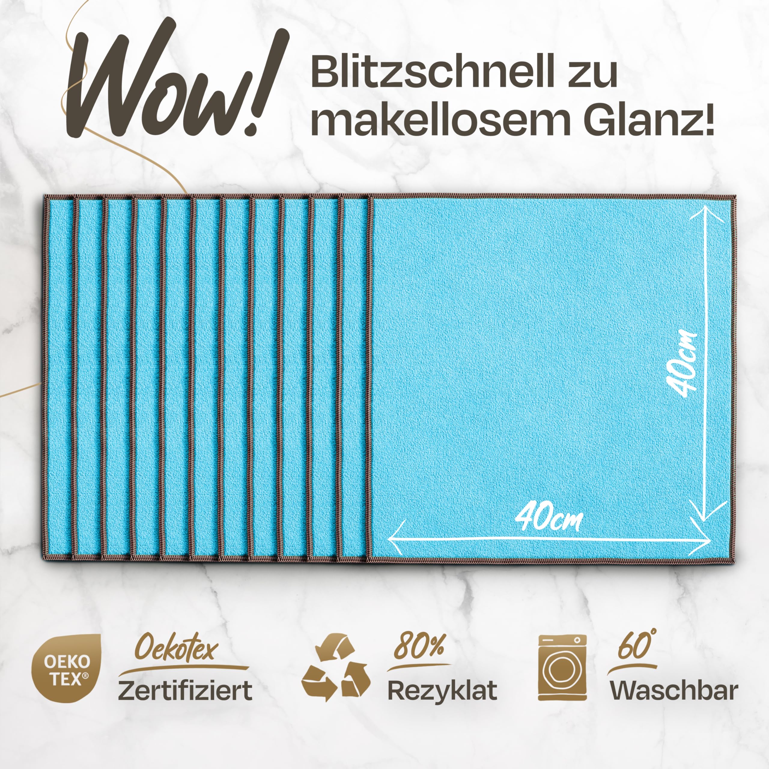 Panni in microfibra per cucina, bagno, casa e auto, panni per la pulizia, panni in plastica riciclata, set da 50 pezzi, 40 x 40 cm, blu/grigio