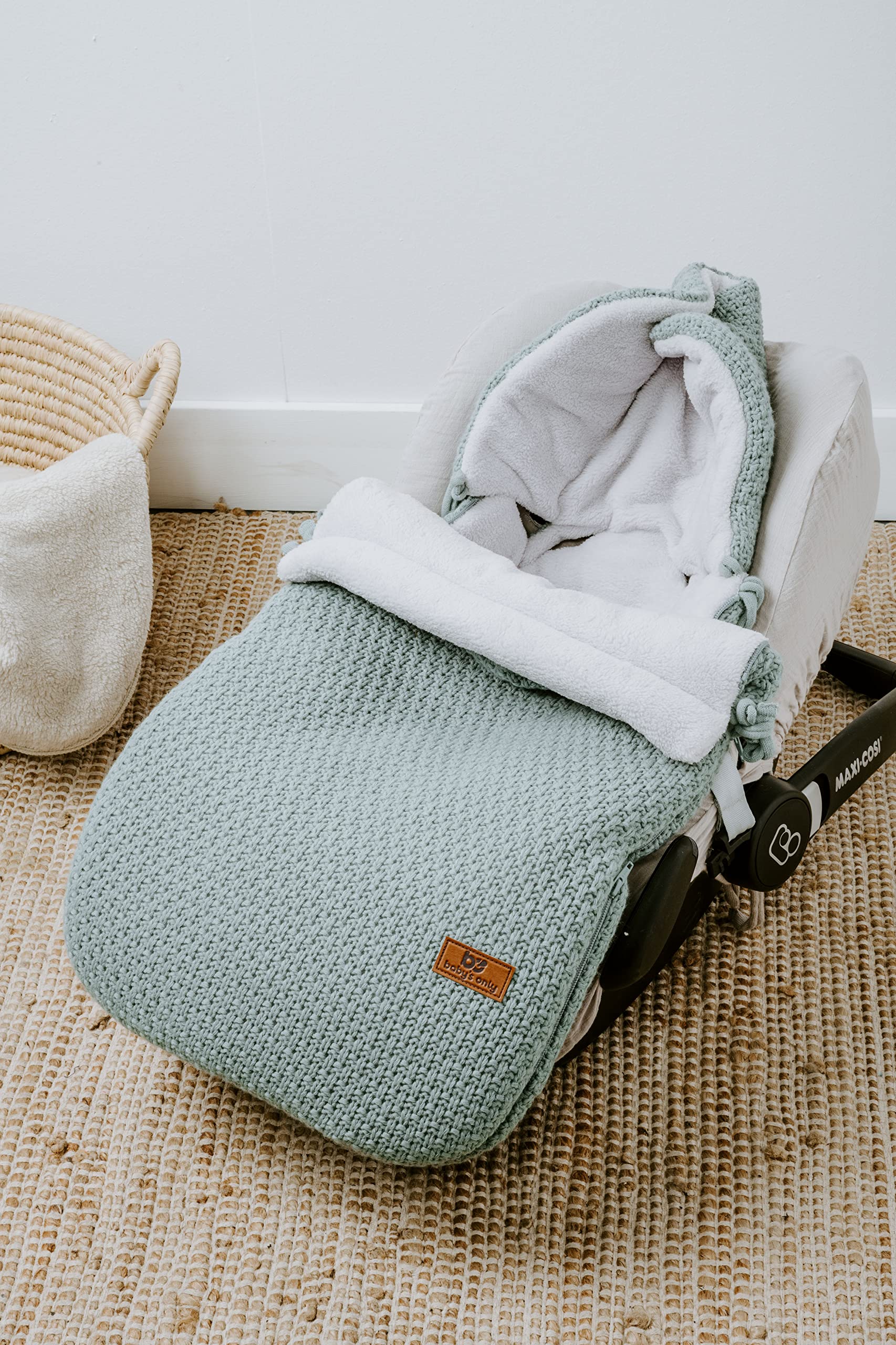Baby's Only - Fußsack Babyschale 0+ Robust - Fußsack für Autositz - Auch für Maxi-Cosi - Wunderbar Warm - Ganzjährigen Verwendung - Mit 3- und 5-Punktgurten - Stonegreen
