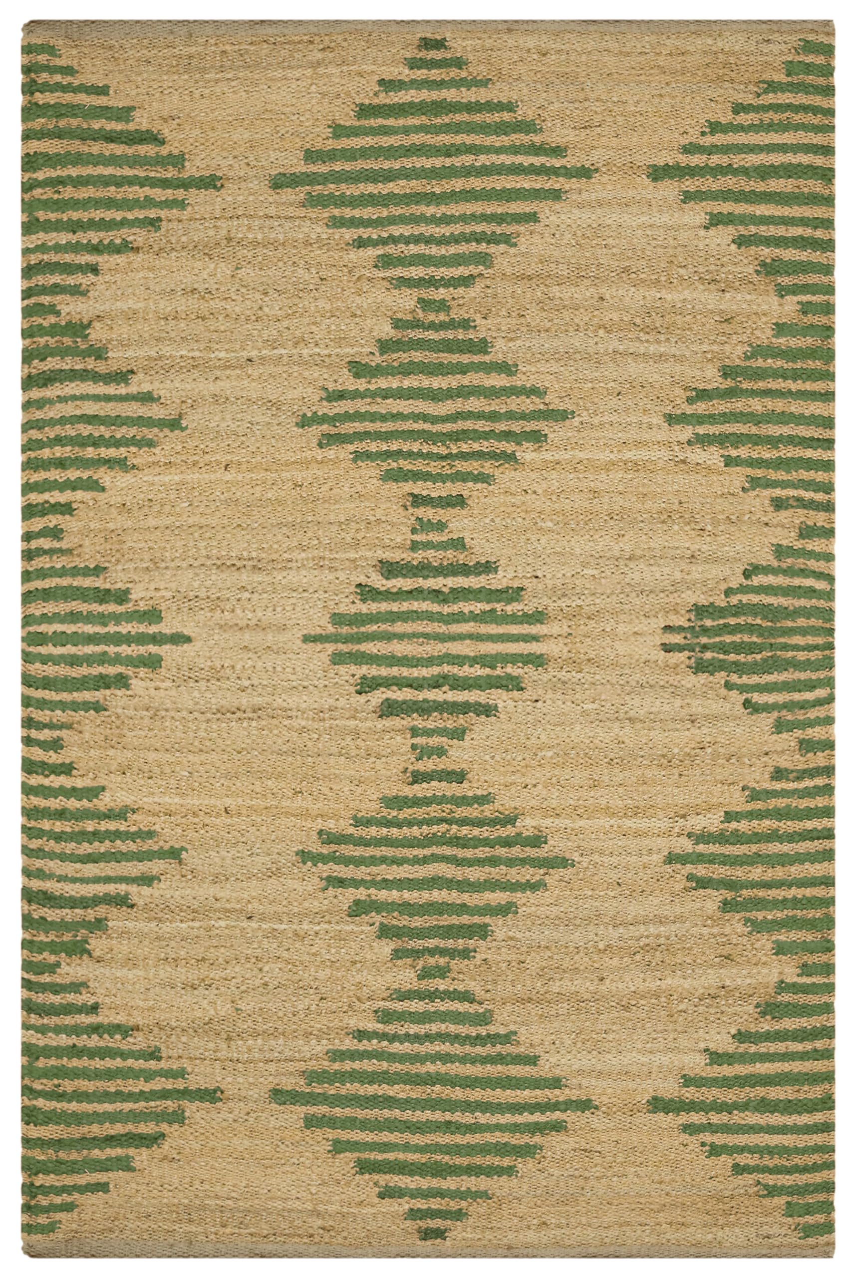 Tappeto pesante intrecciato a mano in iuta, 10 x 17 cm, design geometrico naturale verde e beige, resistente, per interni ed esterni, ideale per camera da letto, sala da pranzo e soggiorno