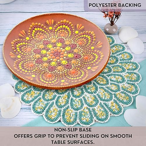 Miniatura 6 de Tapete de mesa con cuentas, tapete de cuentas para mesa de café, manteles individuales redondos con cuentas, manteles individuales con cuentas para