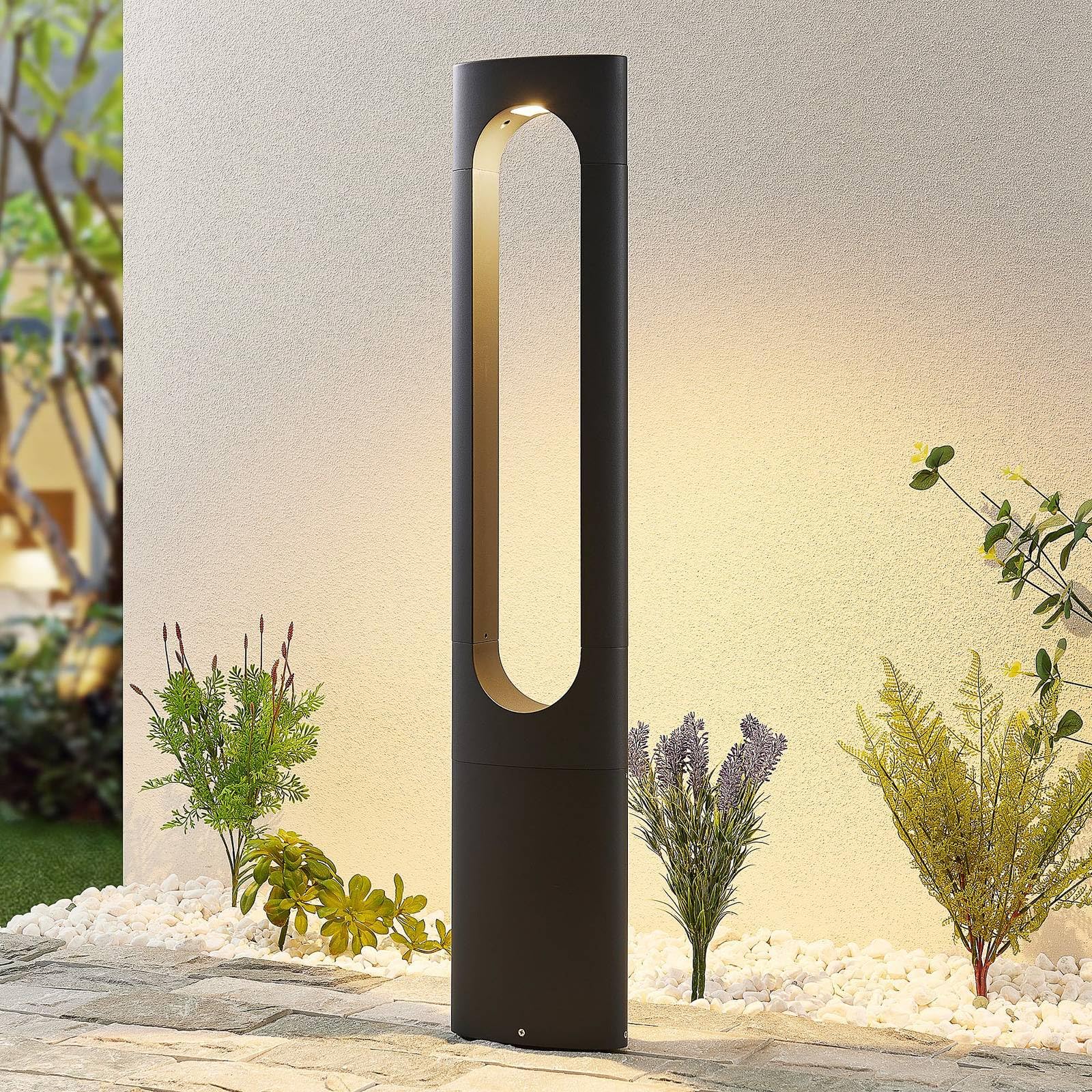 Lucande Luminaire Pour Socle LED Juvia, Gris Graphite, Borne Lumineuse