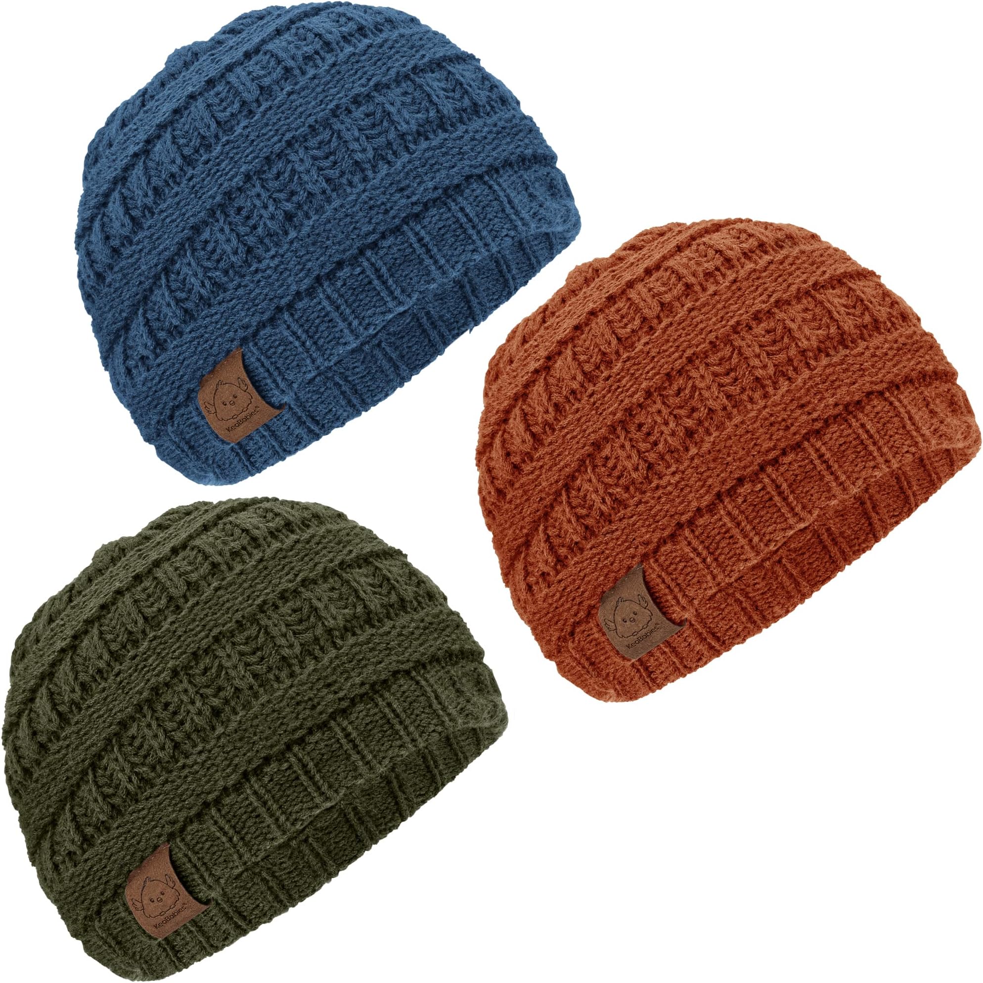 KeaBabies 3-Pack Baby Beanies for Boys, Girls - Soft, Cute Baby Winter Hats 6-36 Months, Stretchy Knit, Warm Toddler Winter Hat, Newborn, Infant, Toddler Beanie for Babies Girl, Boy (Rhythm, M)