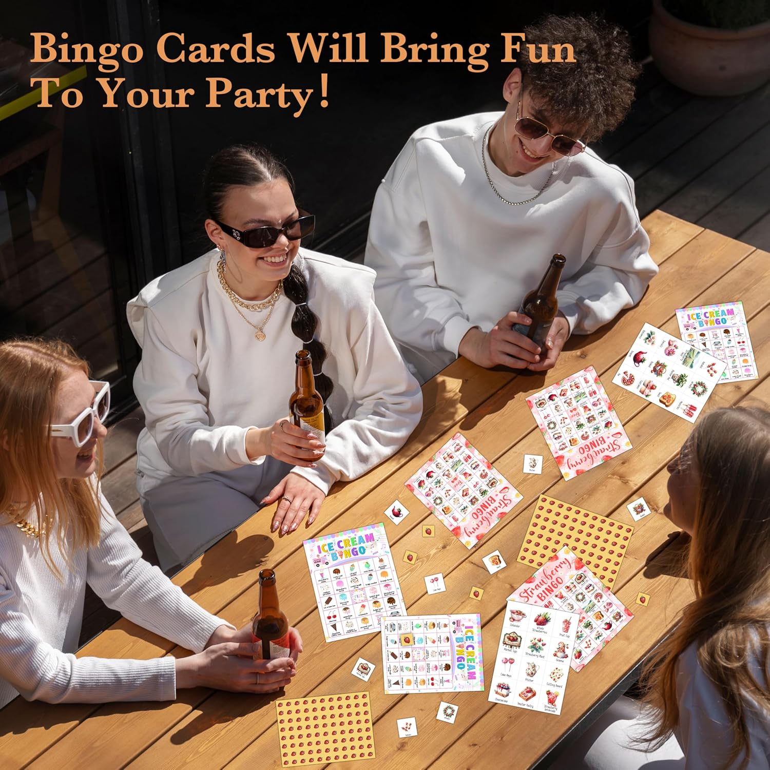 Strawberry Bingo Cards, Food Daisy Party Bingo Cards for Adults, Bingo Games for Birthday Party Famliy Summer Party, 24 Players Party Activity Favor Decoration Supplies, 04