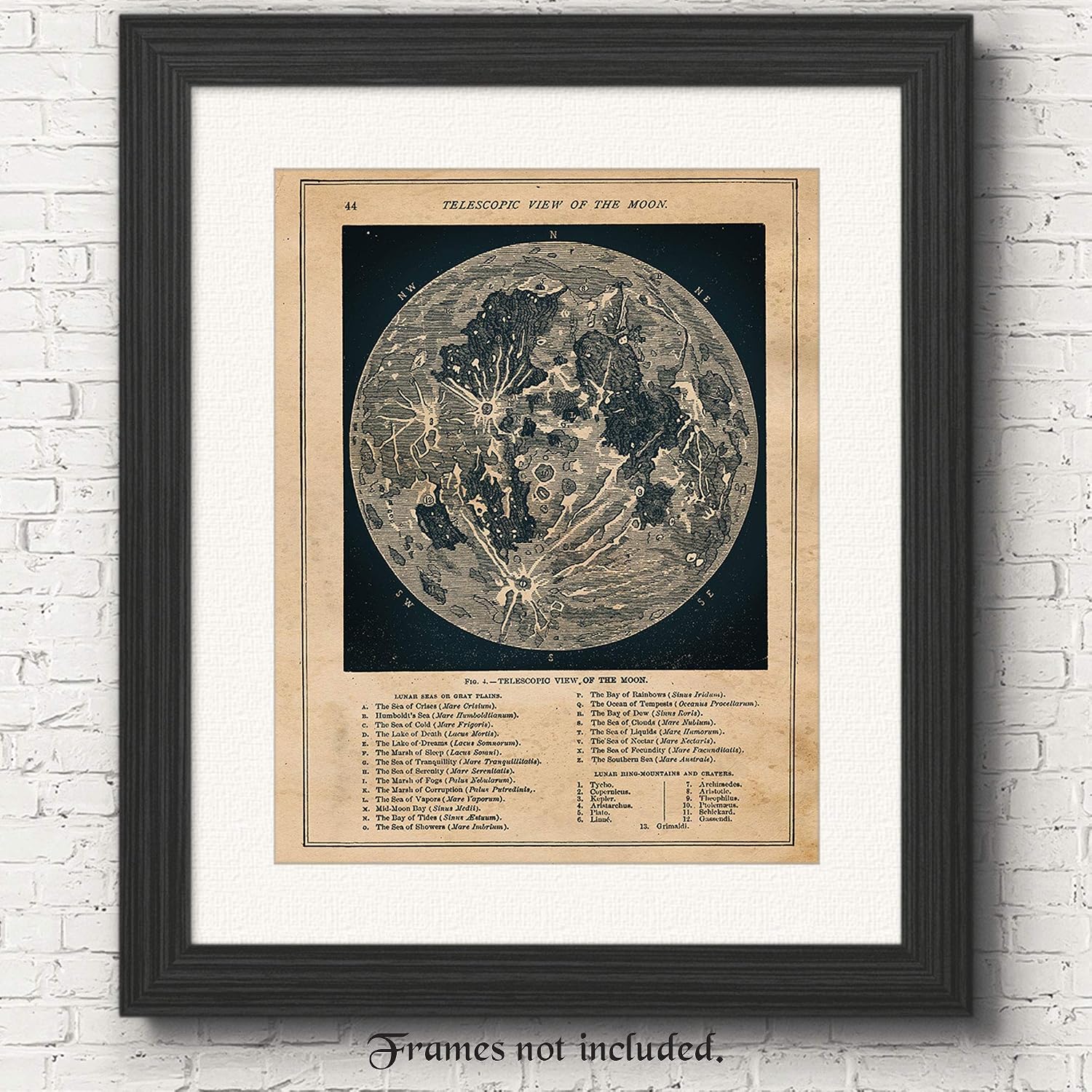 STARS BY NATURE Moon Surface Replica Map Prints, 1 (11x14) Unframed Photos, Wall Art Decor for Home NASA Work Office Space Astronomy Aviation Planet Discovery School Student Teacher Coach Explorer