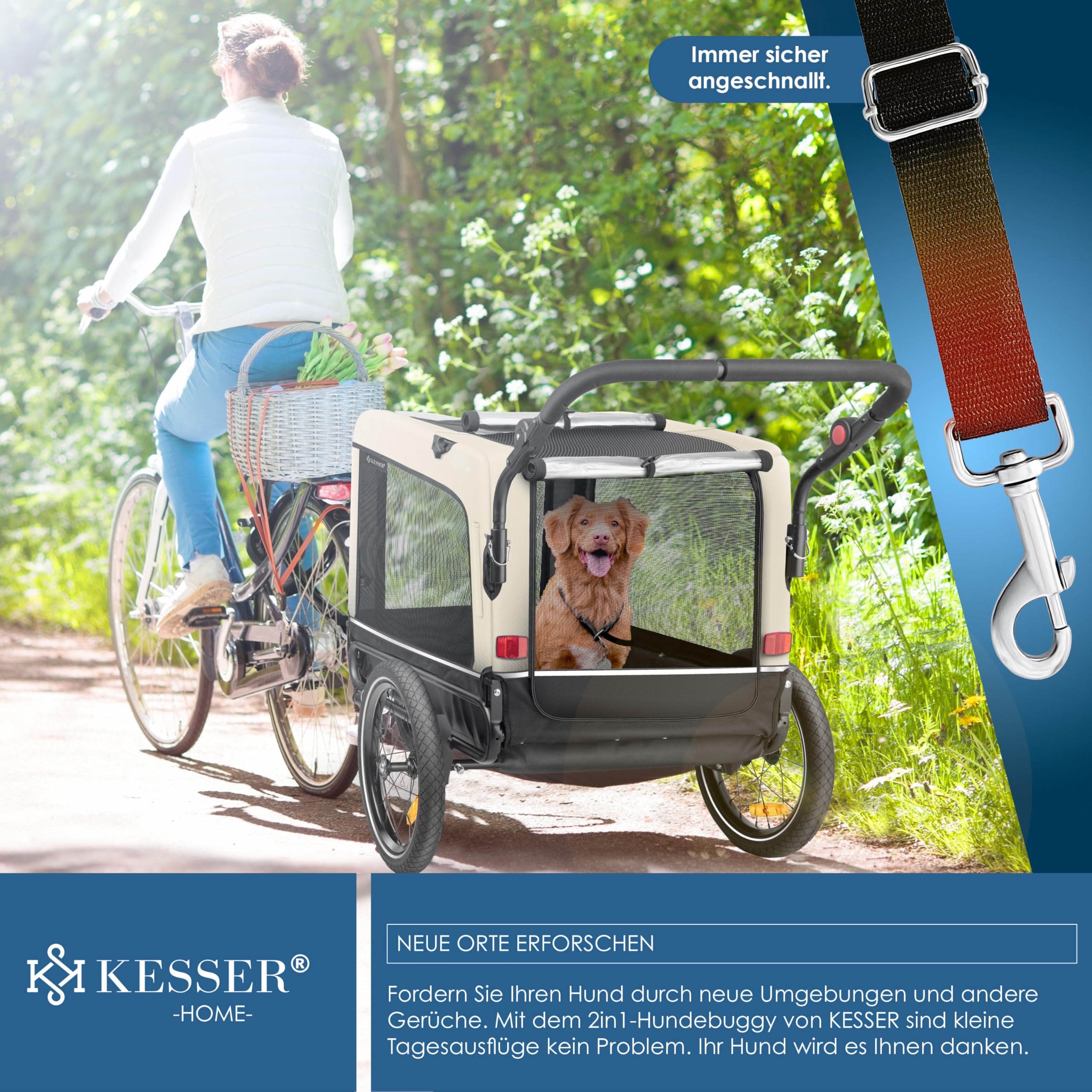hundeanhänger fahrrad kesser KESSER® Boxer 3-in-1 Hundebuggy & Jogger Fahrradanhänger groß ca. 240 Liter Volumen, gefedert, Material: 600D Oxford Canvas, SmartSpace Color:Special White Get Ready GEAR UP DJI Goggles 2 Motion Combo DJI Goggles 2