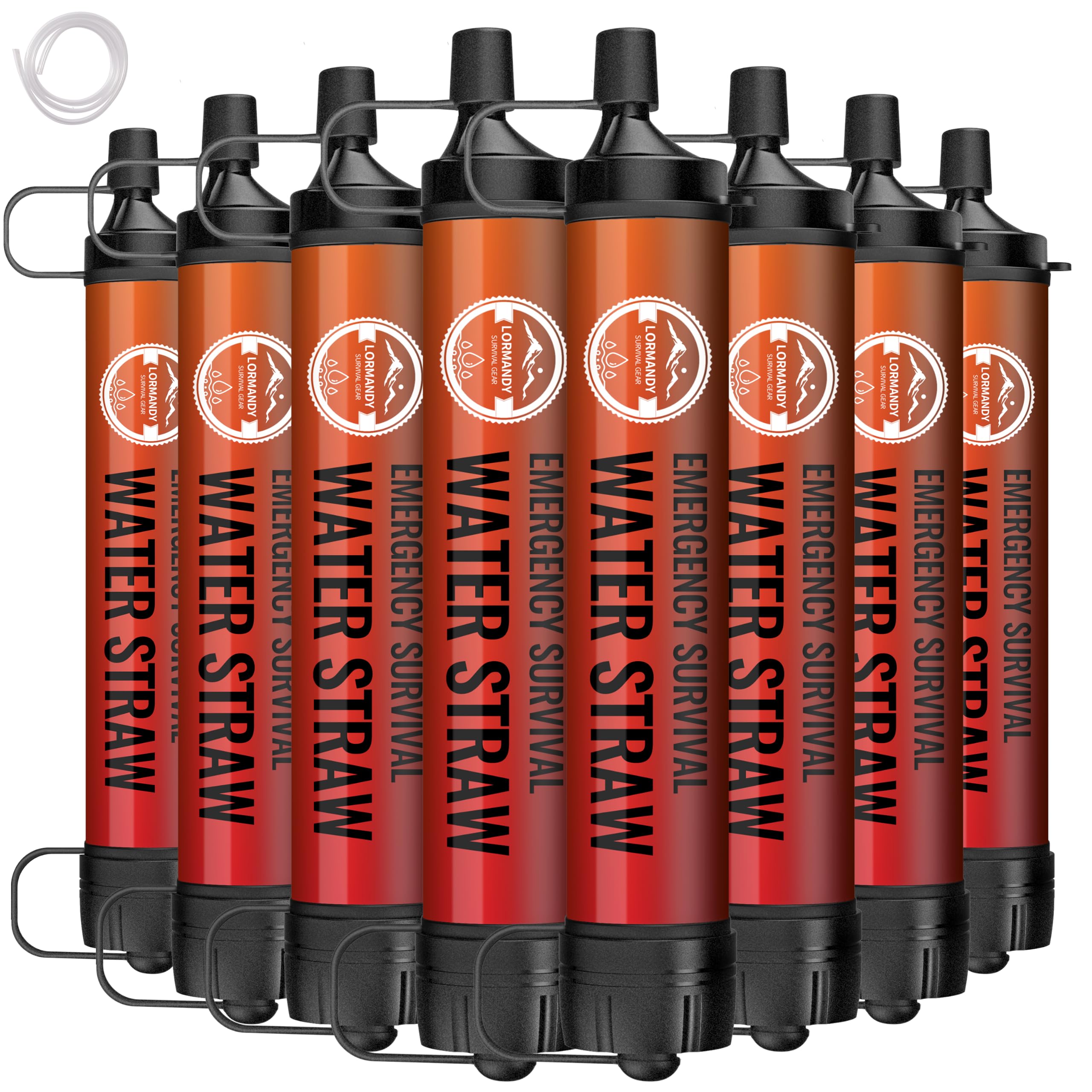 Lormandy Straw Water Filter 8 Pack - Outdoor Camping & Hiking Survival Gear | Family Use…