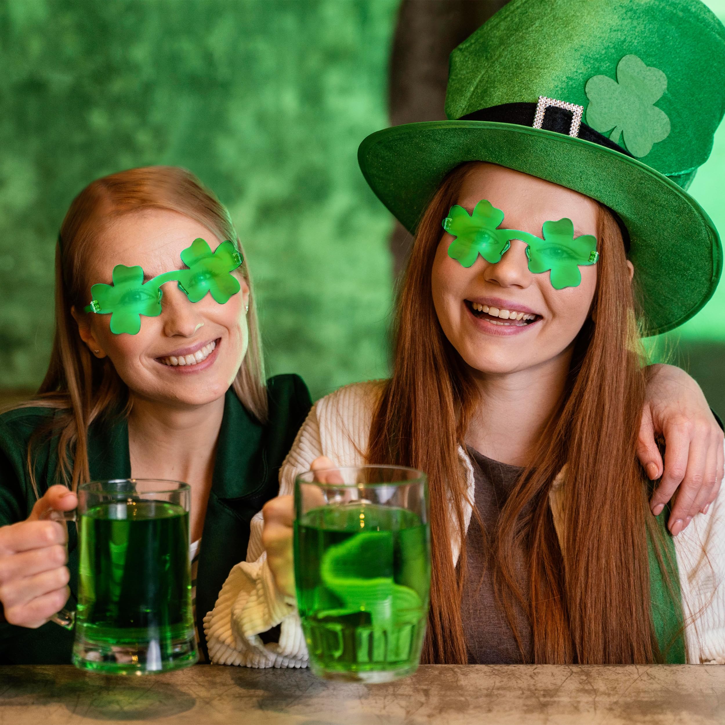 St. Patrick\'s Day Shamrock Sunglasses & Accessories - Green Clover Party Favors St Patricks Day Green Shamrock Accessories 12 PCS, Saint  main image 4