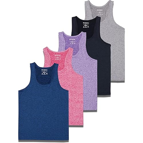 5-Pack Women's Racerback Tank Top Dry-Fit Athletic Performance Yoga Activewear