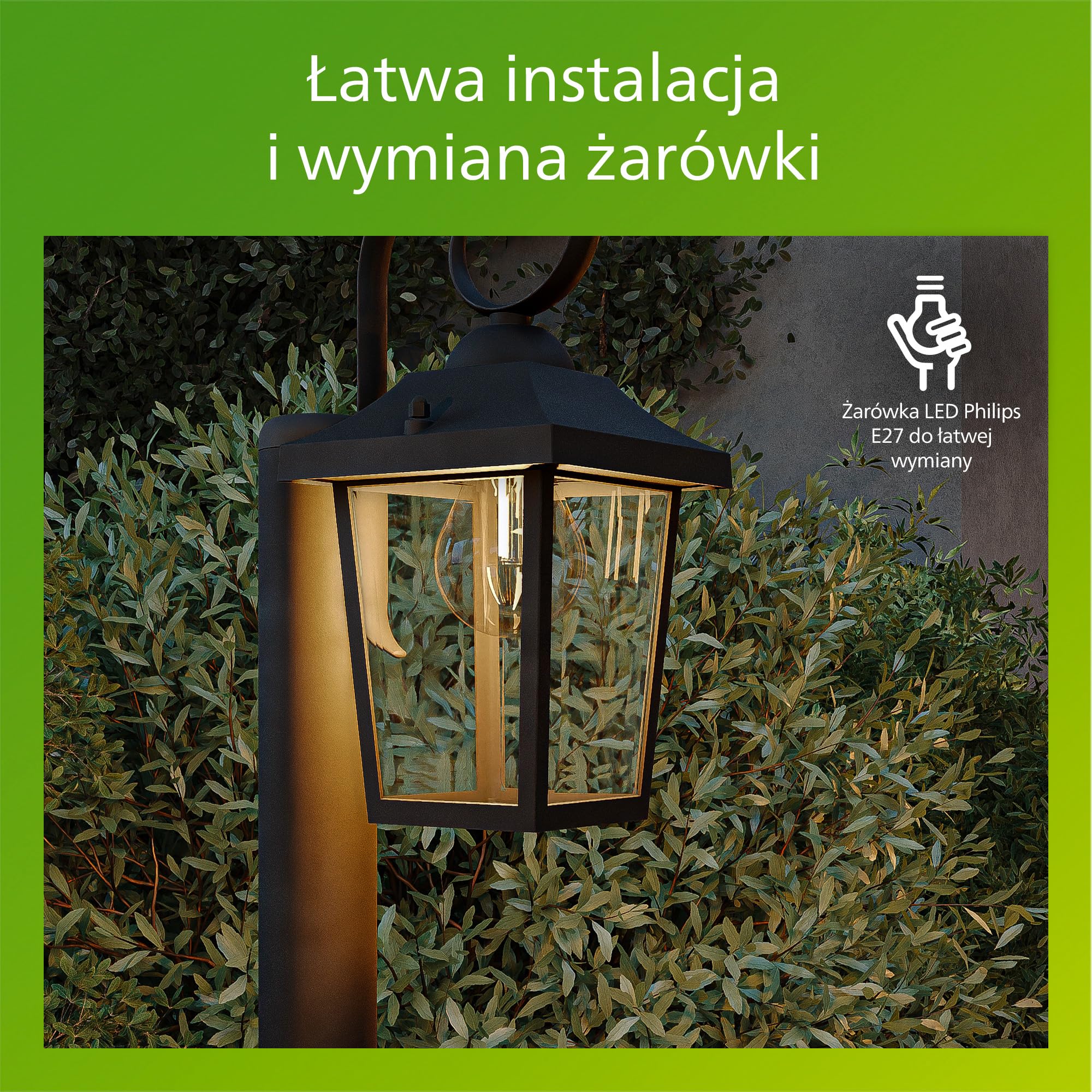 Philips Buzzard Słupek Zewnętrzny, Żarówka LED E27, Czarny
