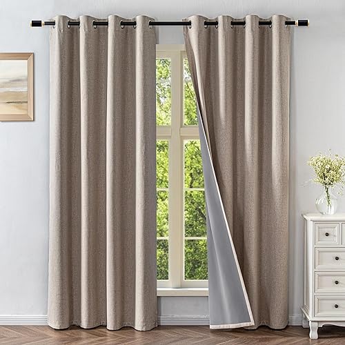 Miniatura 20 de Cortinas opacas para sala de estar, cortinas 100% opacas de 84 pulgadas de largo, juego de 2 paneles, con aislamiento térmico, pestaña trasera y