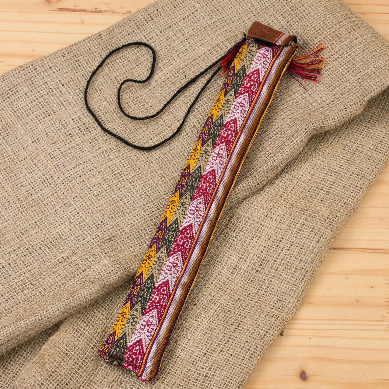 NOVICA Bamboo Andean Quena Flute with Owl and Textile Carrying Case, 'Night Owl'