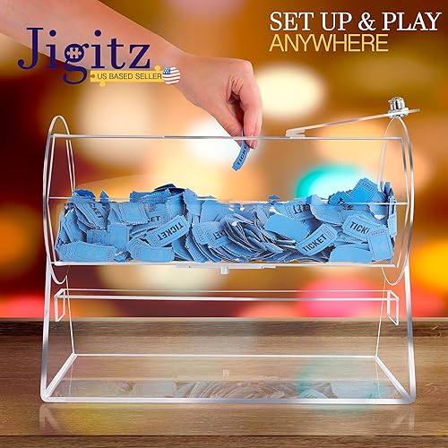 Miniatura 2 de Tambor de rifa, caja de boletos de acrílico de 16 pulgadas, vaso de bingo - Girador grande de boletos de 2000 para bolas de lotería - Tolva de rifa