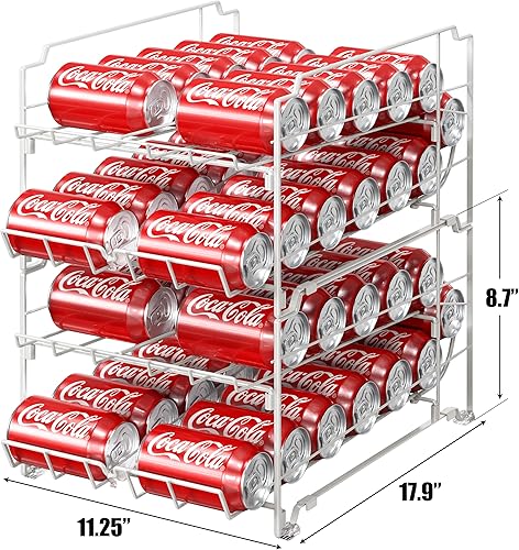 Miniatura 3 de Simple Houseware Dispensador de latas apilable de carga frontal de doble fila, blanco