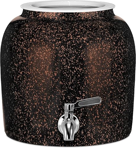 Geo Sports - Dispensador de agua de cerámica de porcelana, grifo de acero inoxidable, válvula y tapa incluidas. Se adapta a jarras de 3 a 5 galones