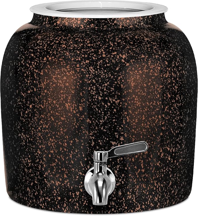 Geo Sports Porcelain Ceramic Crock Water Dispenser, Stainless Steel