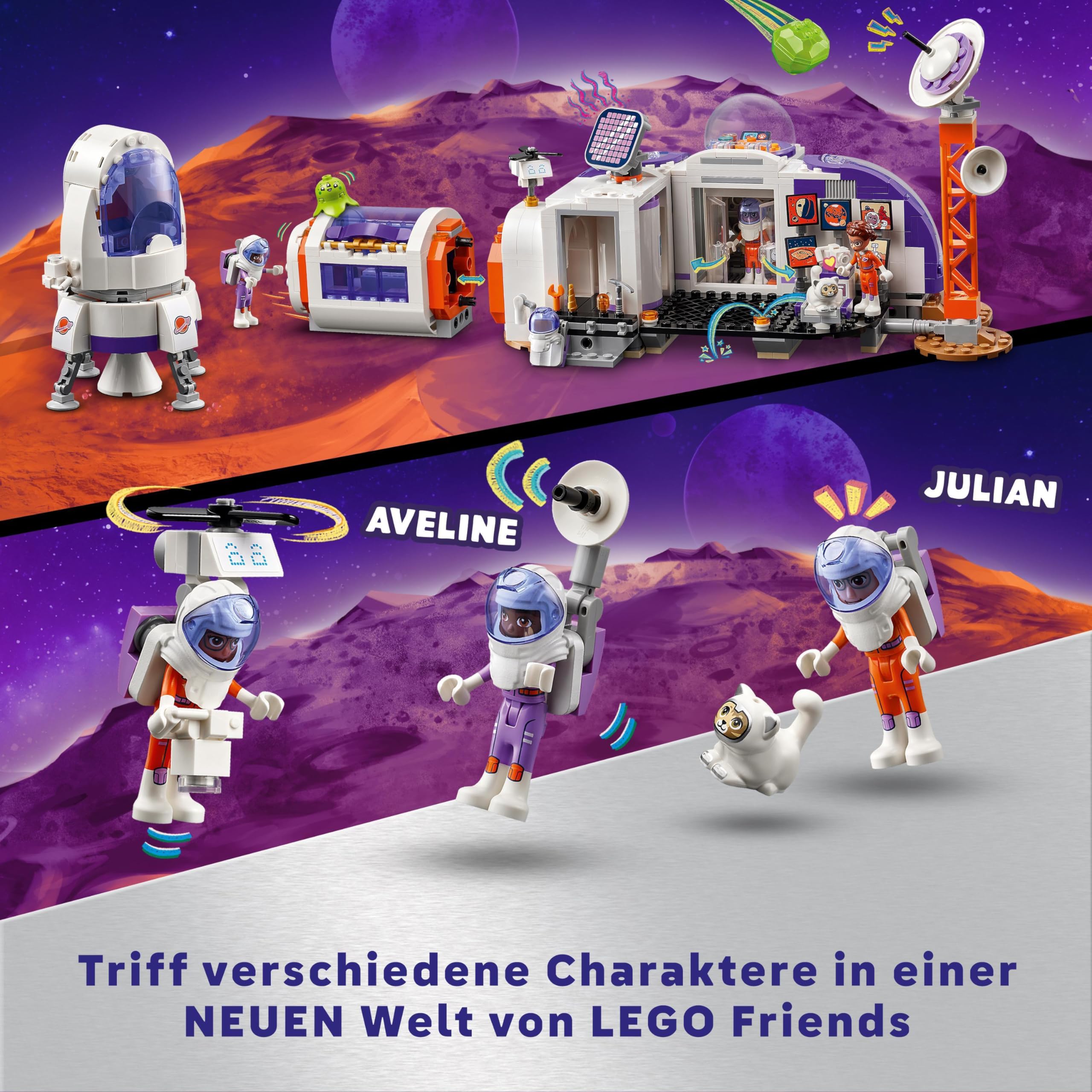 LEGO Friends Mars-Raumbasis mit Rakete, Weltraum-Spielzeug mit Space Shuttle und 4 Astronauten-Figuren, Geschenk für Mädchen und Jungen ab 8 Jahren, die Wissenschaft und Technik lieben 42605