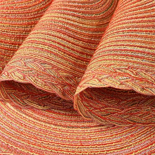 Miniatura 4 de SHACOS Juego de 6 manteles individuales redondos tejidos de 15 pulgadas, bordes trenzados, lavables, de algodón y poliéster, para mesa de comedor,