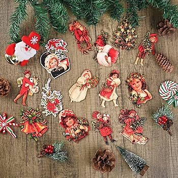 * vintage ornaments ❀ * ✴ * クリスマスセット (a) 45 Pcs Christmas Tree Hanging Ornaments Vintage Christmas