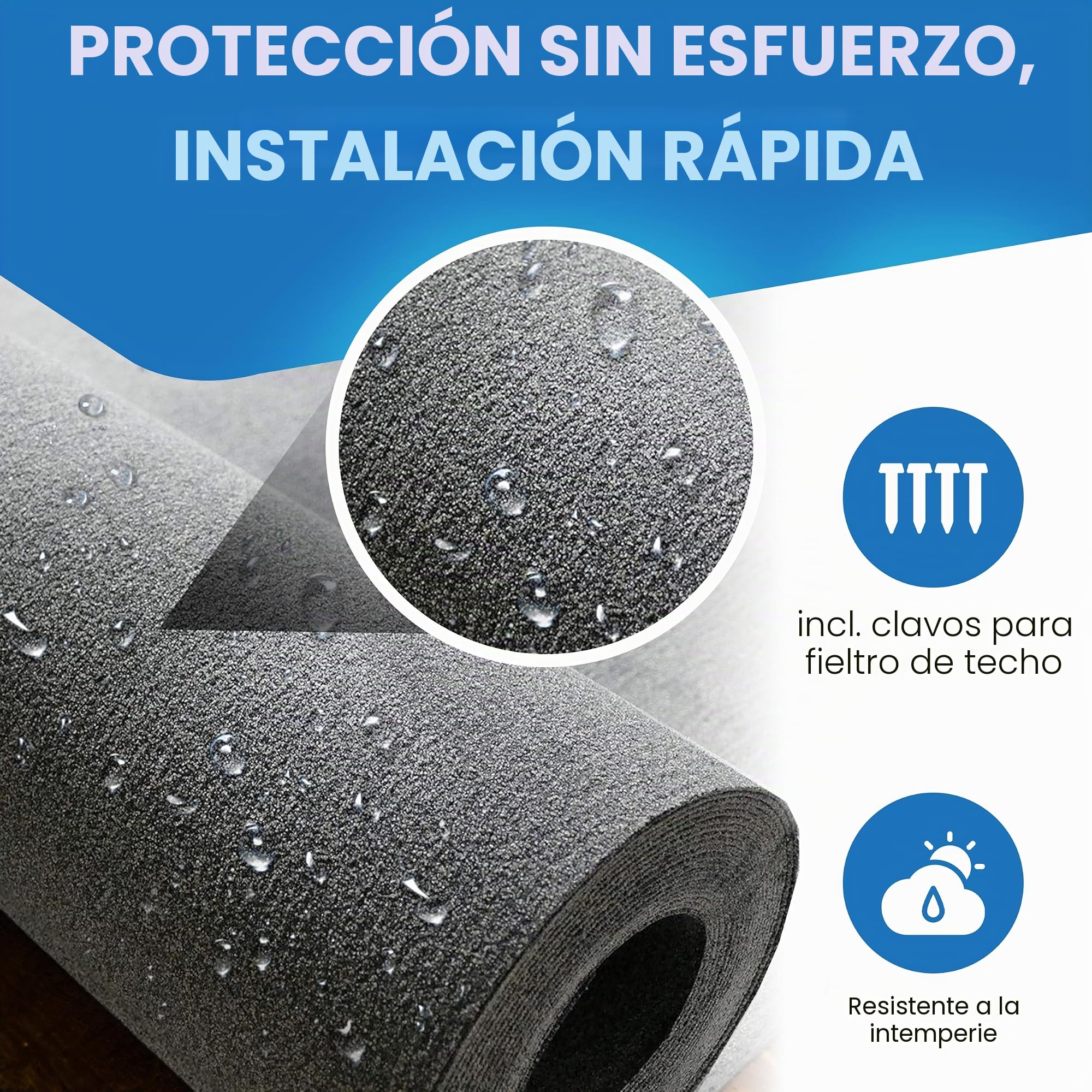 GARTENPIRAT Rollo con 5,0 m² de Tela asfáltica arenosa para techos Color Negro
