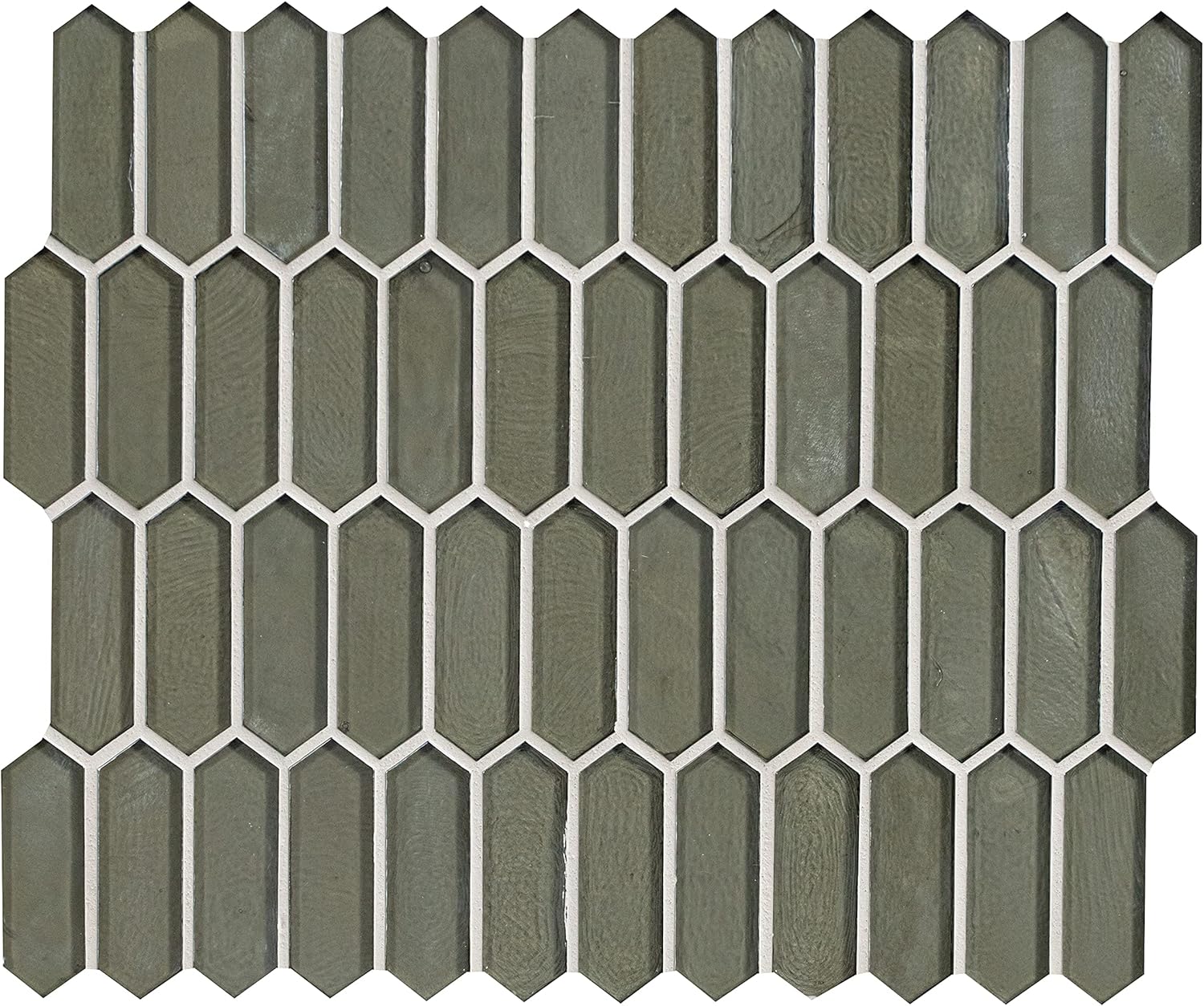 MSI Pixie Grigia 11.52 x 9.82 Inch Glass Picket Tiles for Kitchen Backsplash, Bathroom & Shower Walls, Accent Wall, Dark Gray