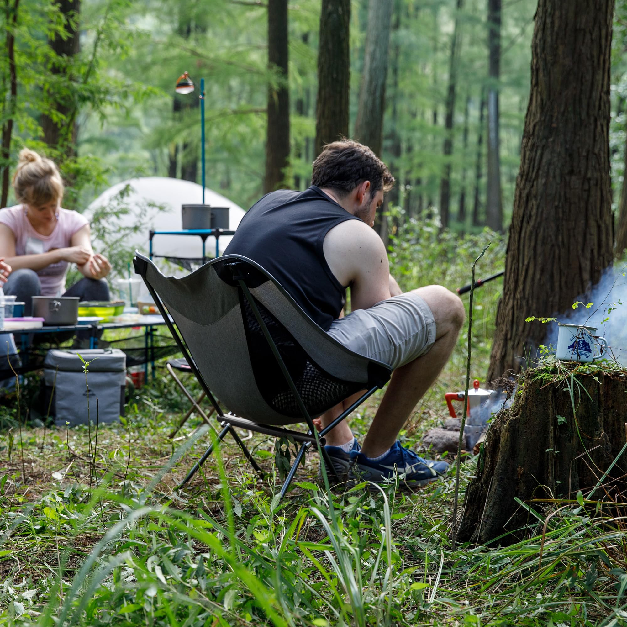Naturehike La Sedia da Campeggio Portatile può Contenere Fino a 150 kg, è Ultraleggera e Pieghevole e può Essere montata e smontata Rapidamente (Grigio)
