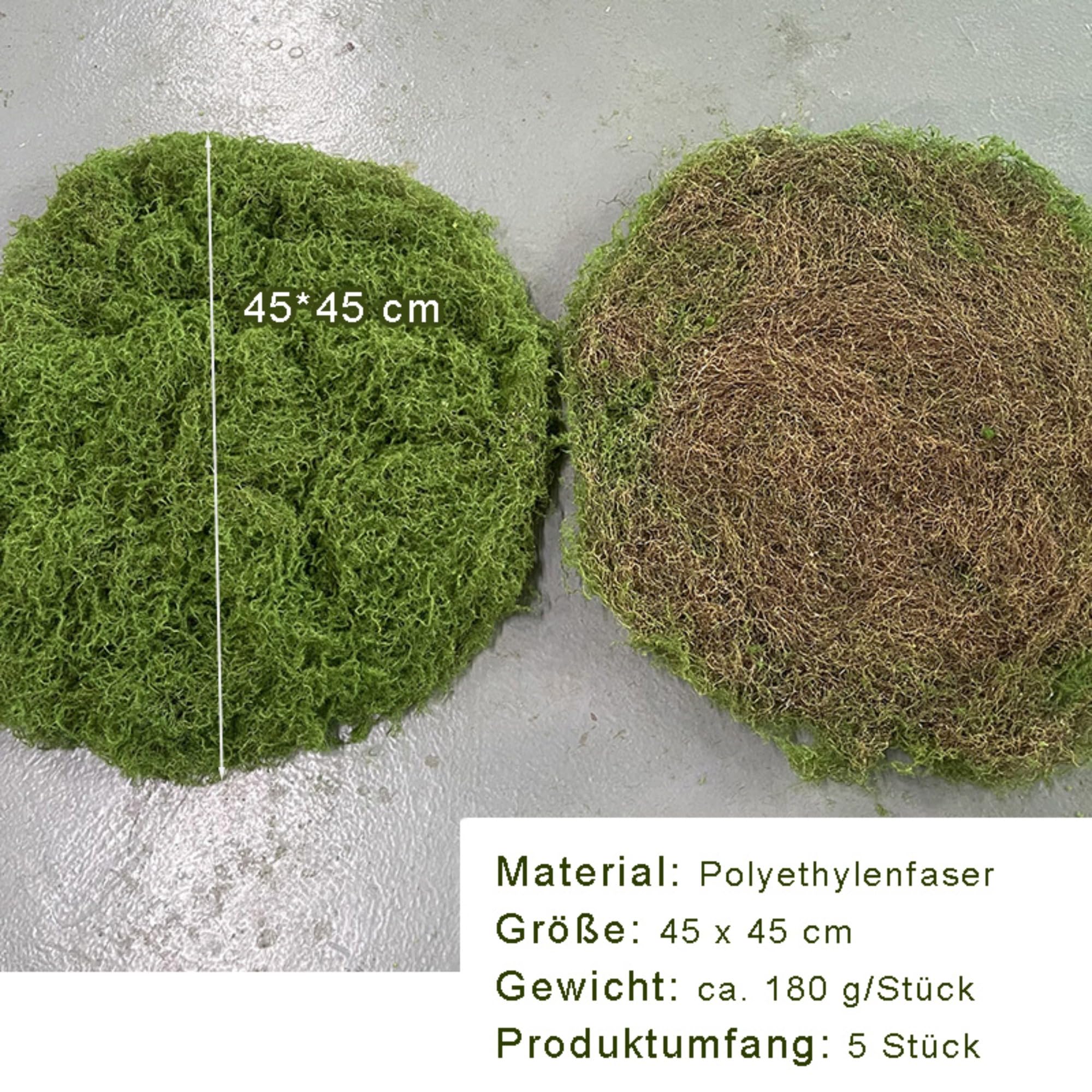 5 Stück Kunst Moos Deko, 45 cm Moosmatte, PE Faden Moos zum Basteln für Gestecke, Frühlingsdeko, Moosbilder, Floristik, Terrarium Dekoration