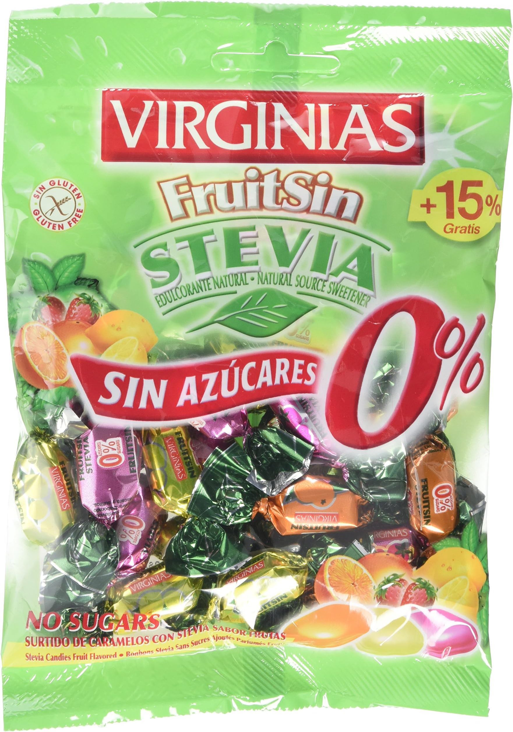Virginias Sugar Free Fruit Boiled Sweets with Stevia, 98 g, Pack of 4