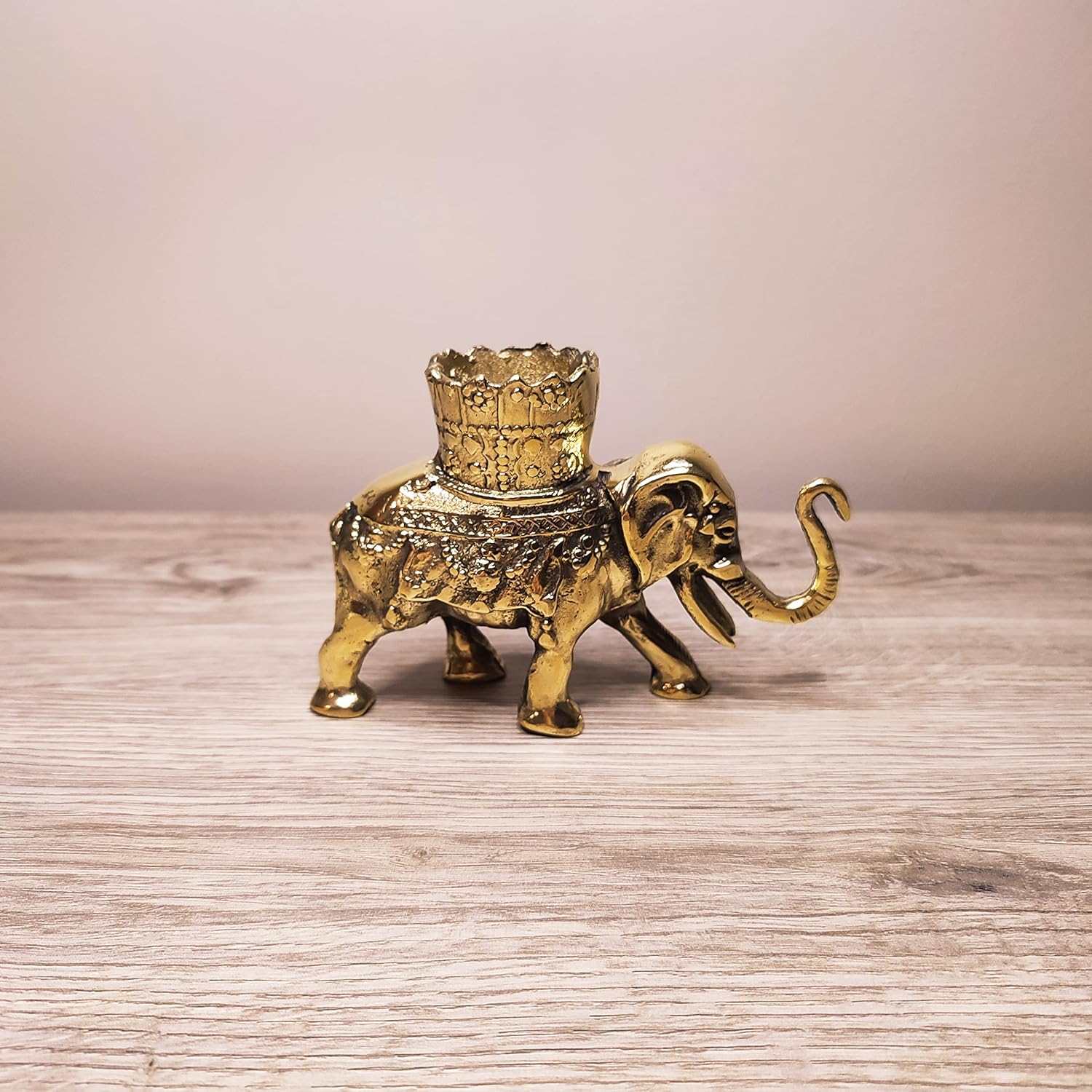 ELEPHANT BRASS CANDELABRA Small Elephant Candle Holder Model, Solid Brass Elephant