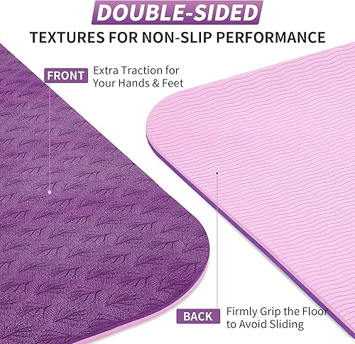 Miniatura 6 de CAMBIVO Tapete de yoga para mujeres, hombres y niños, 13, 14 y 25 pulgadas, extra grueso, antideslizante, 72 x 24 pulgadas, tapete de yoga de