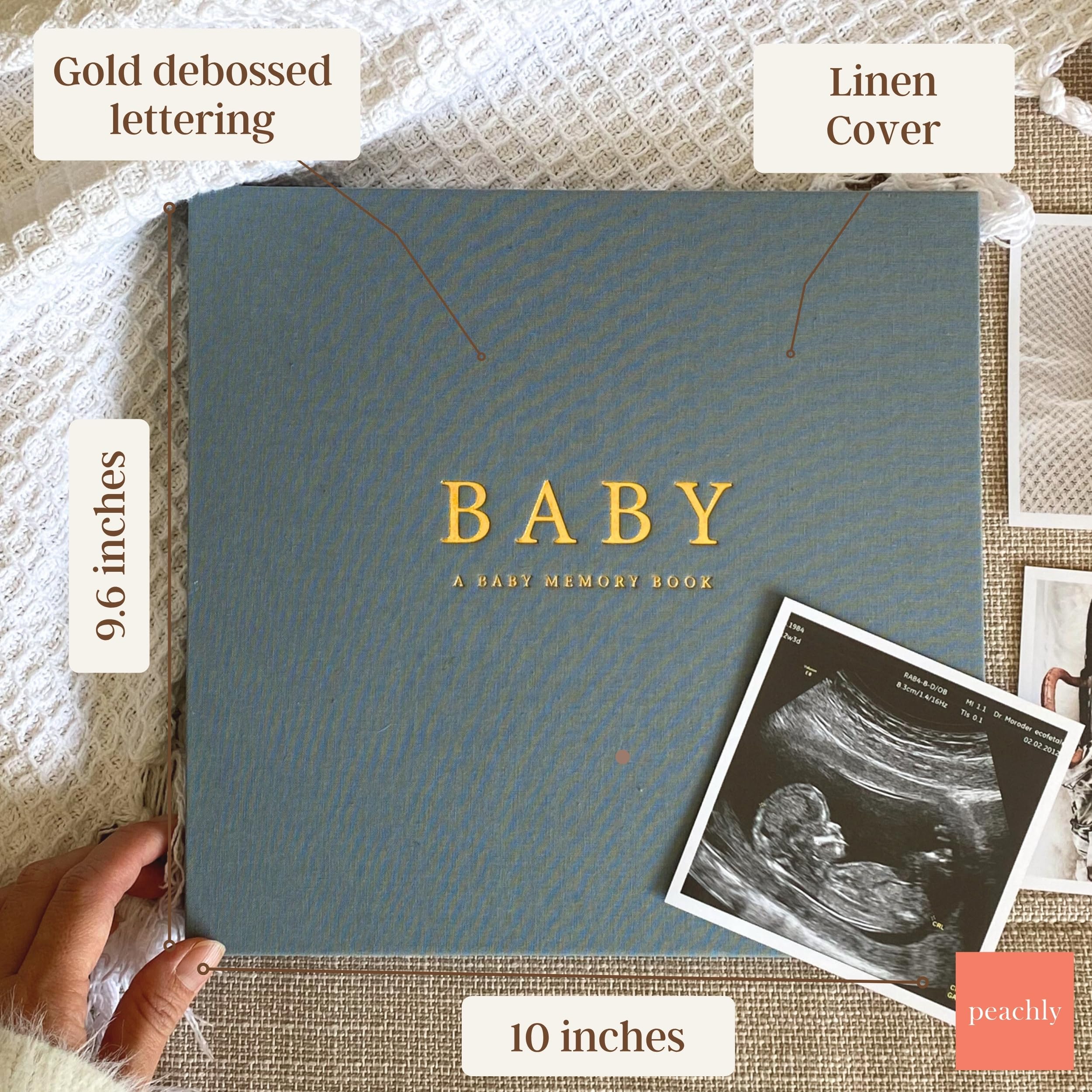 Peachly Baby Erinnerungsalbum Erinnerungsalbum Andenken Erstes Jahr für Meilensteine Einfaches Meilenstein-Album für Jungen, Finn (Blau)