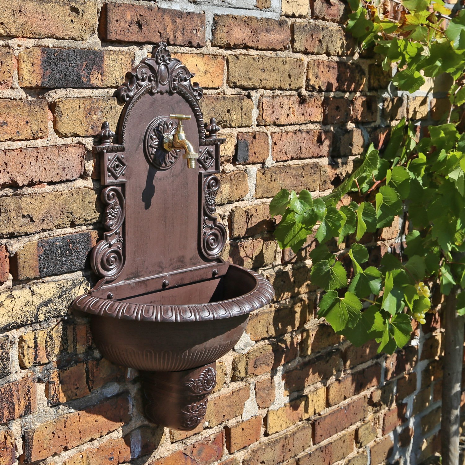 CLGarden Wandbrunnen von CLGarden WB1 im nostalgischen Design Gartenbrunnen Wasserzapfstelle mit Waschbecken