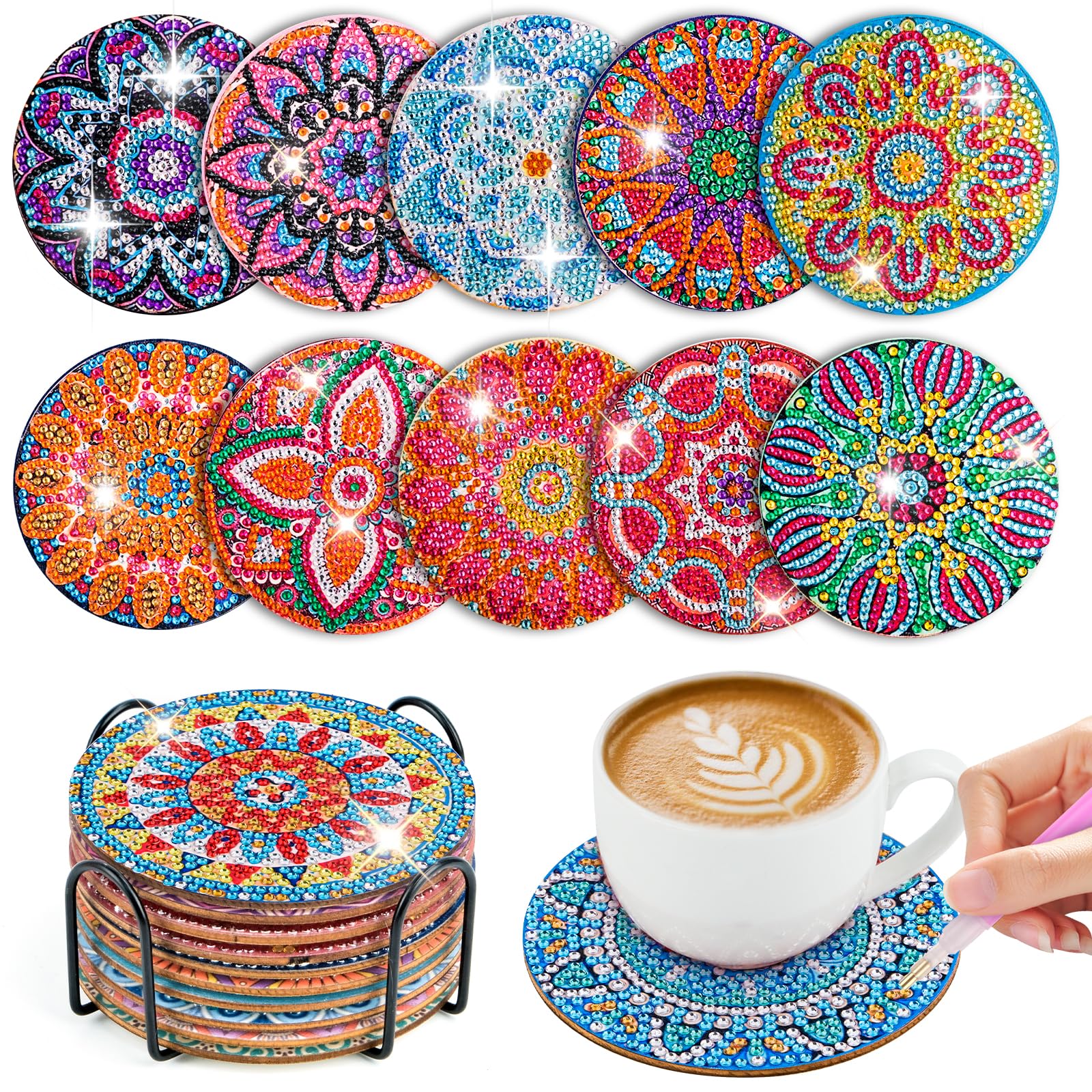 wugu 10 pcs dessous de verre peinture