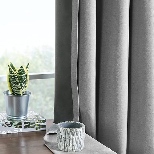 Miniatura 4 de SUN+BLK Bradley - Cortina opaca con aislamiento térmico texturizado, 1 panel con bolsillo para barra, color gris, 52 x 84 pulgadas, ancho ancho